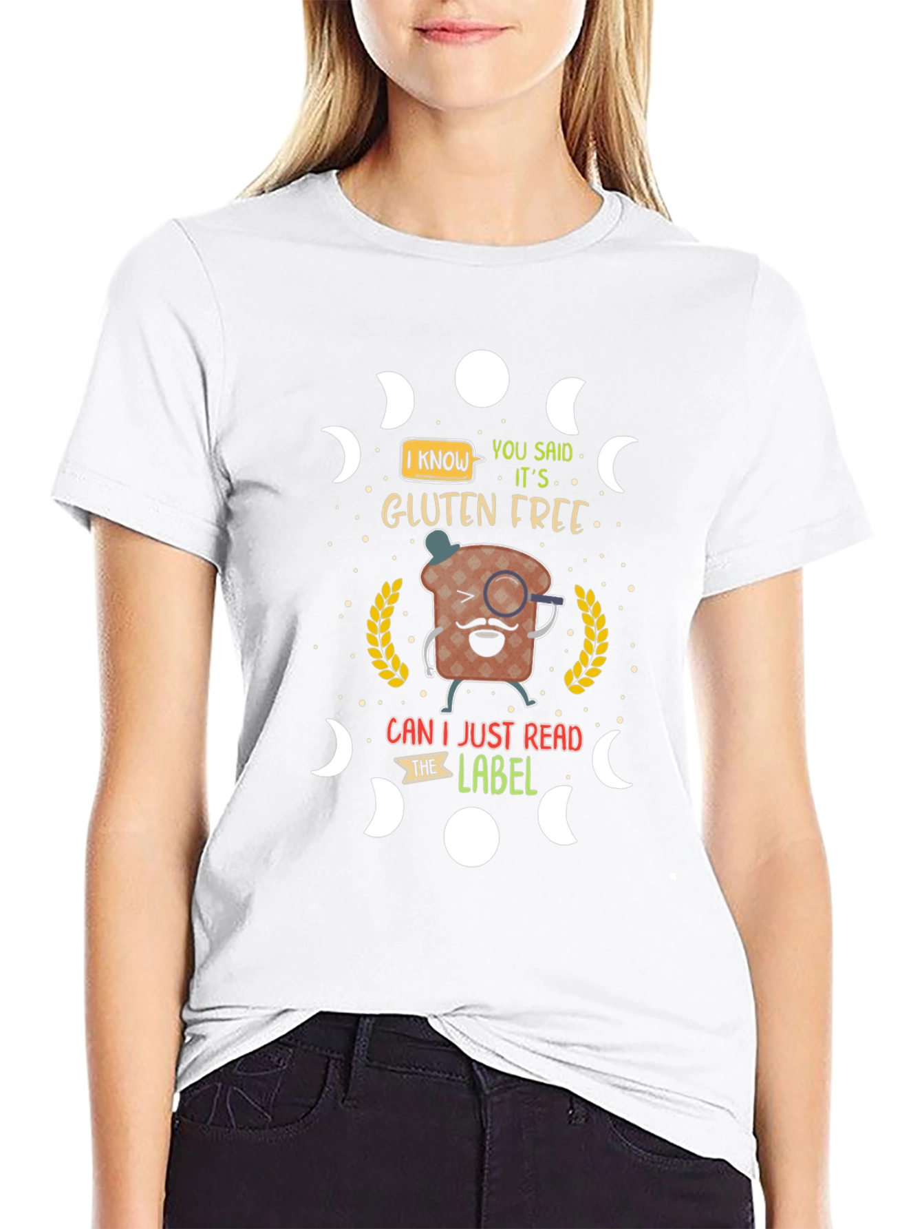 Black Gluten-Free Humor T-Shirt, Funny Foodie Tee view 9
