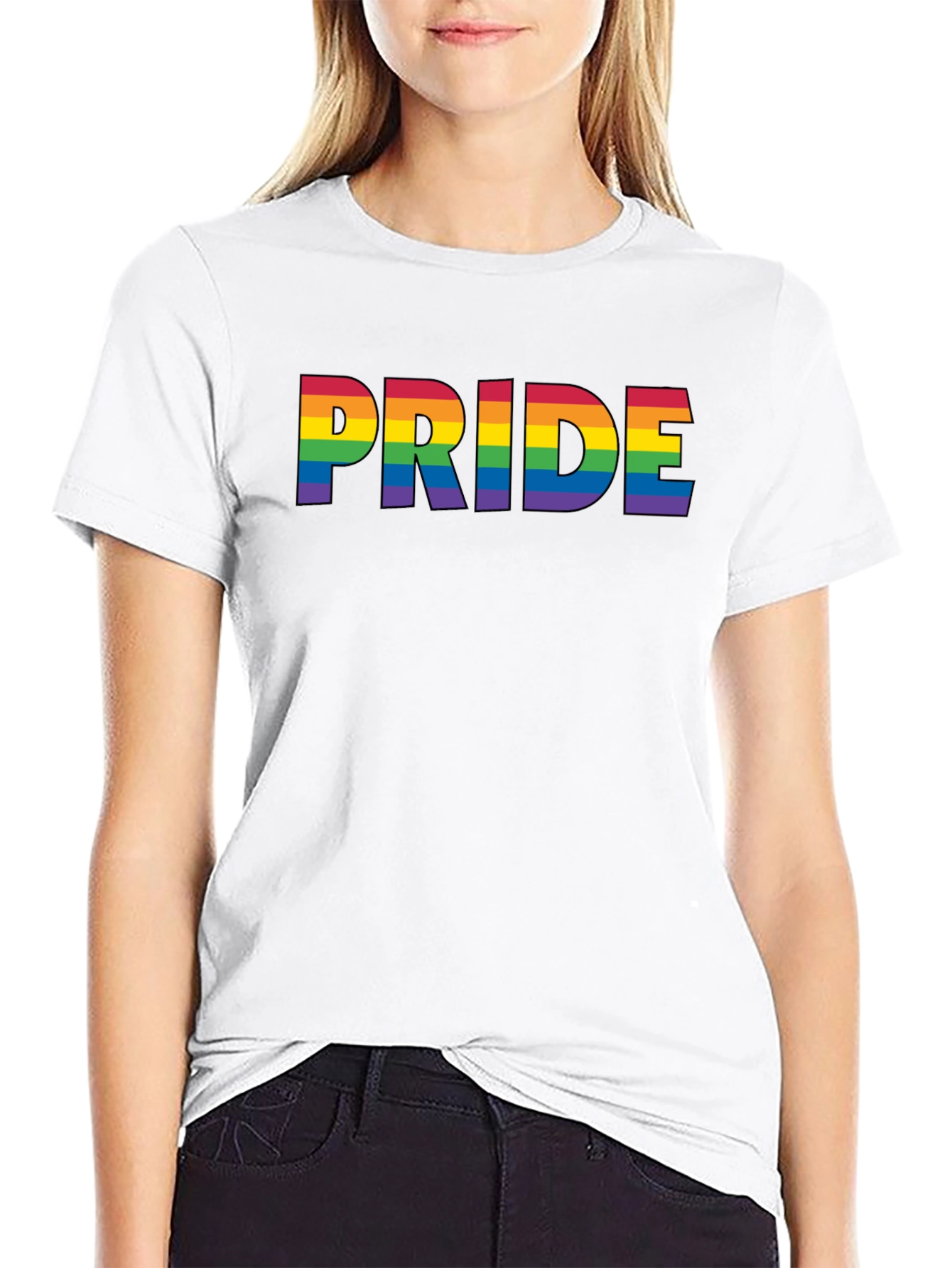 Black Pride Rainbow Graphic Tee - Black Cotton Blend T-Shirt view 9