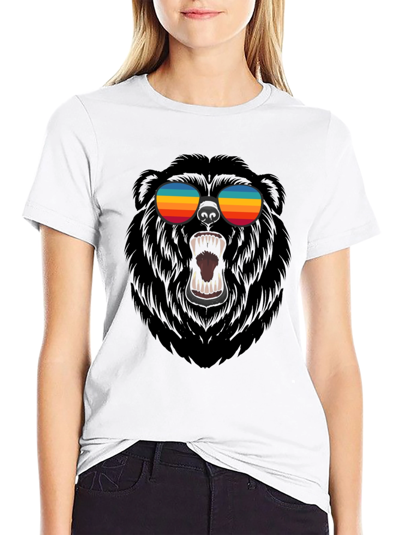 Black Cool Bear Graphic Tee - Black view 9