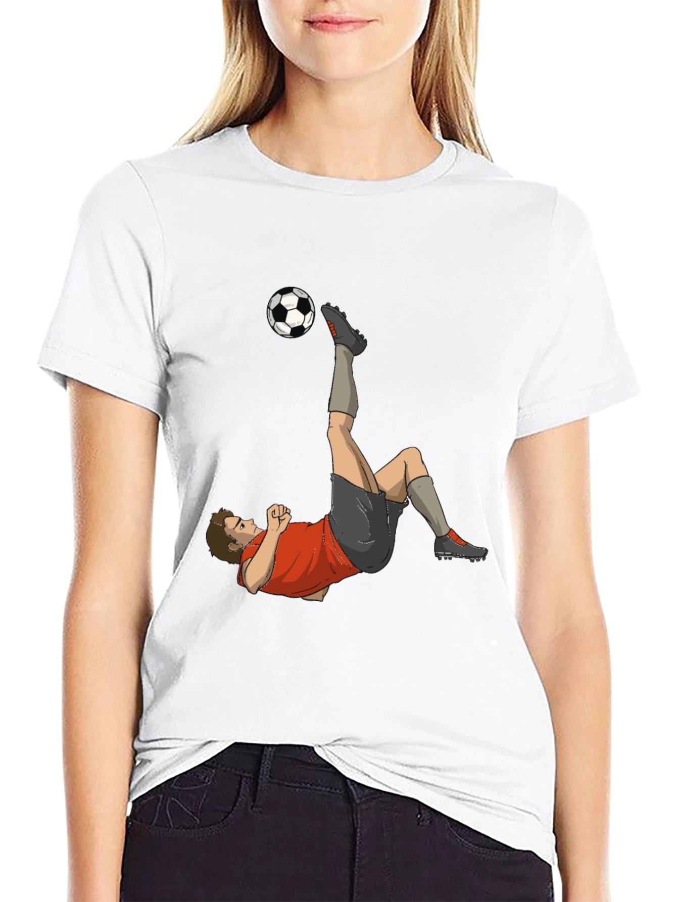 Black Soccer Player Kick Graphic Tee - Black Casual T-Shirt view 9