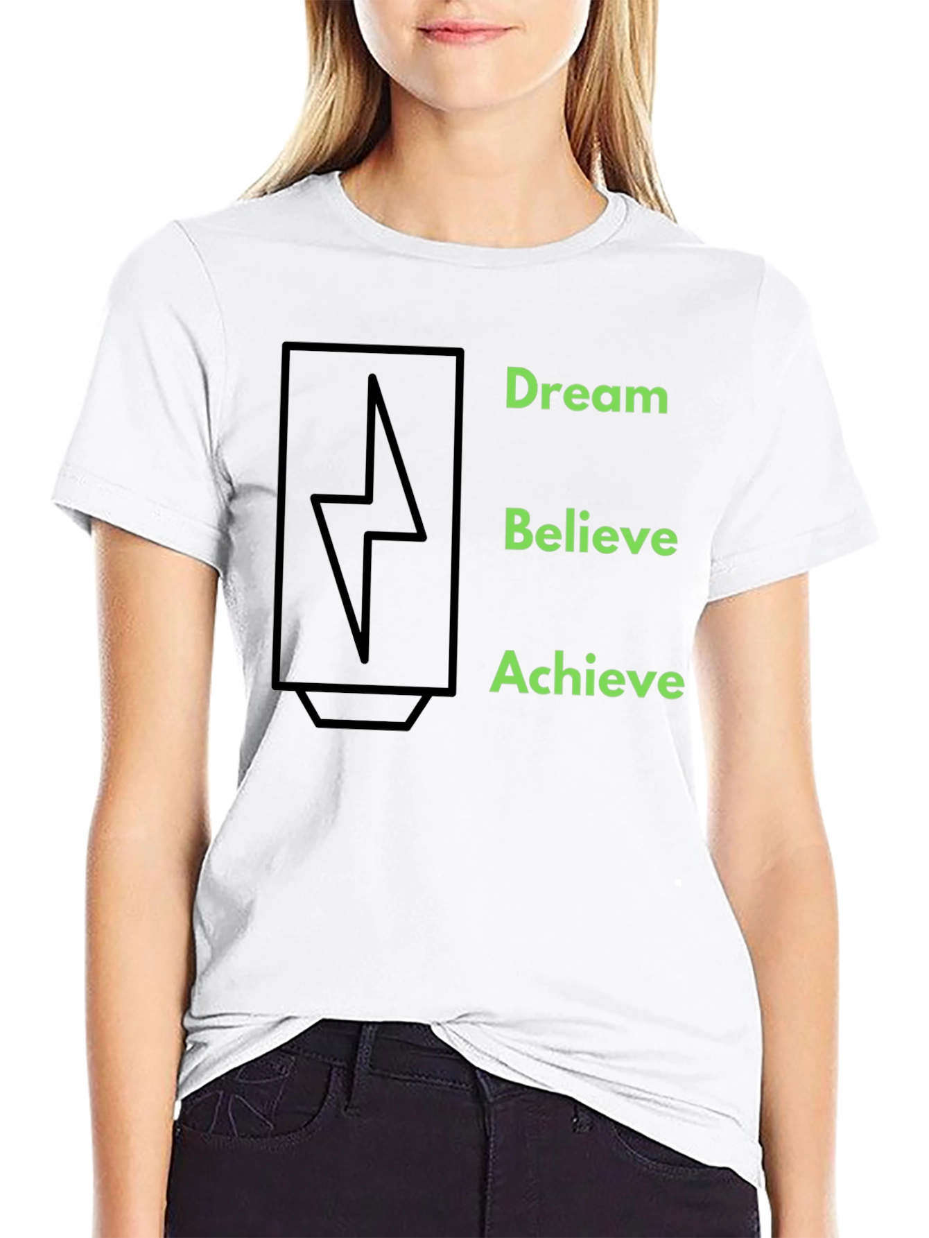 Black Dream Believe Achieve Graphic Tee view 9