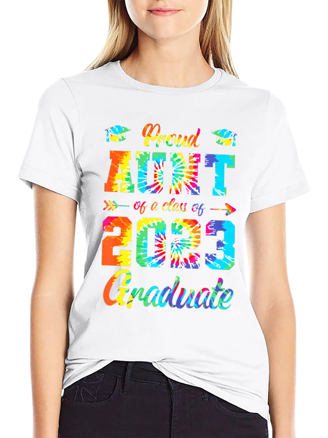 Black Proud Aunt Class of 2023 Graduate Tie-Dye T-Shirt view 9