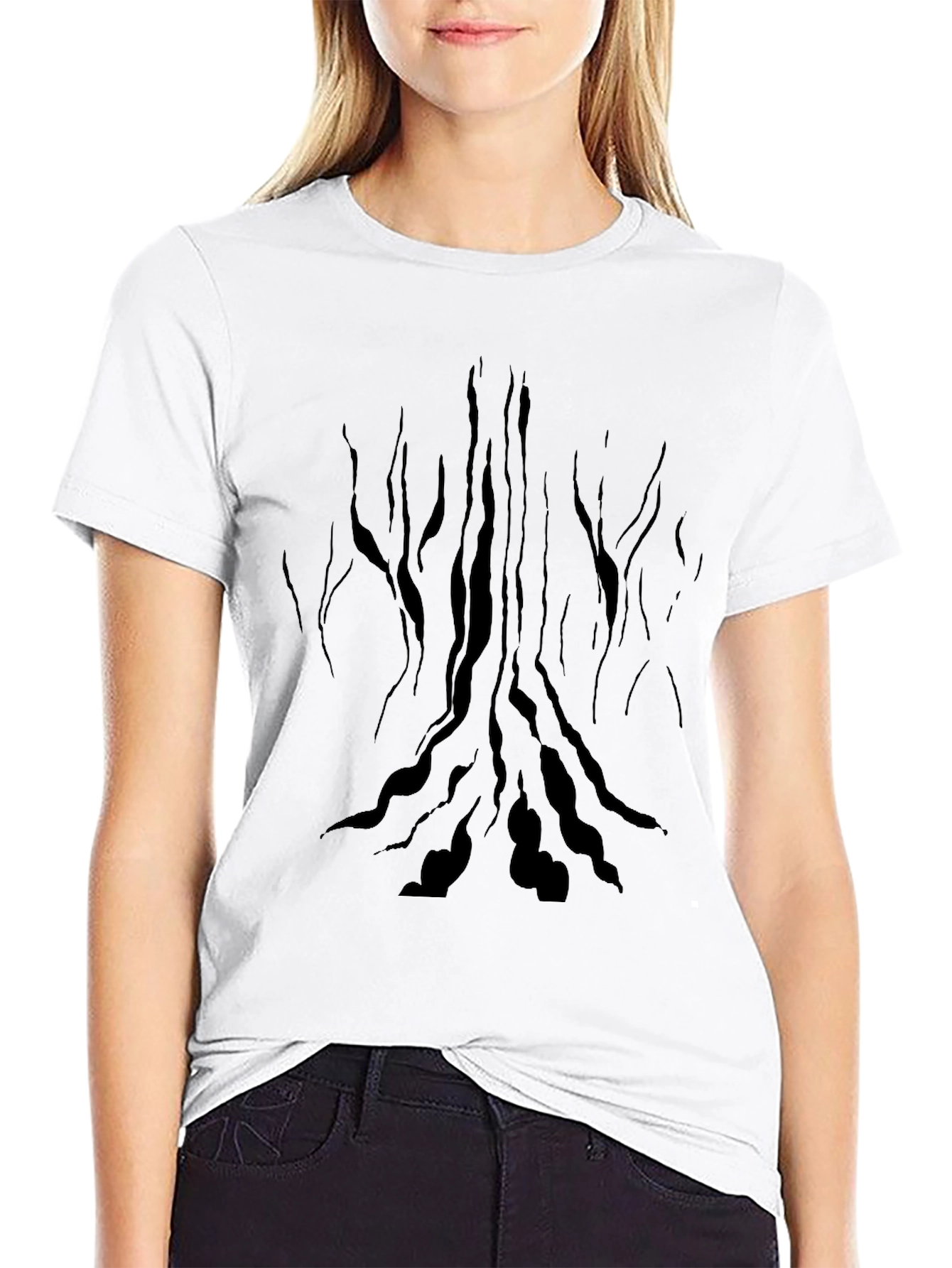 Black Abstract Tree Black T-Shirt view 9