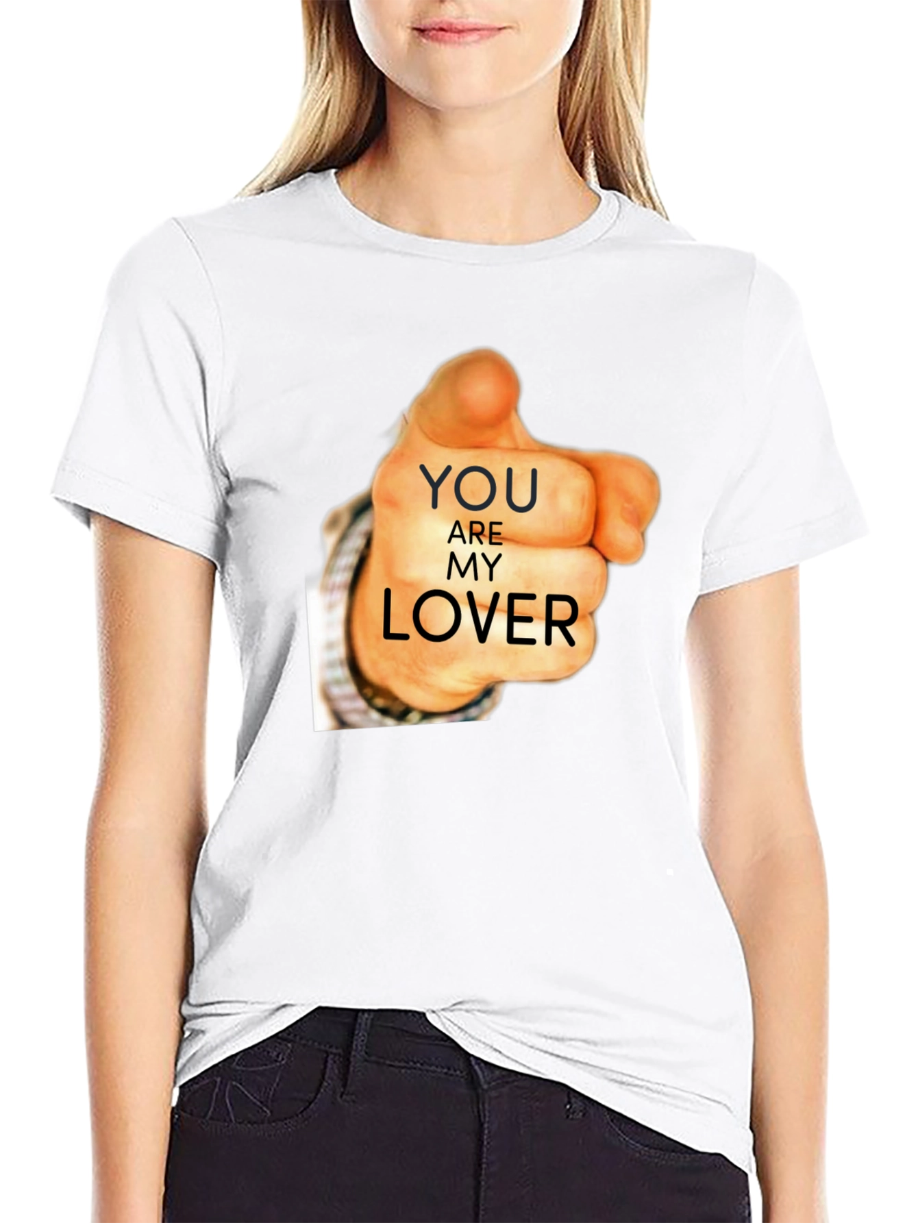 Black You Are My Lover Graphic Tee - Black Cotton T-Shirt view 9