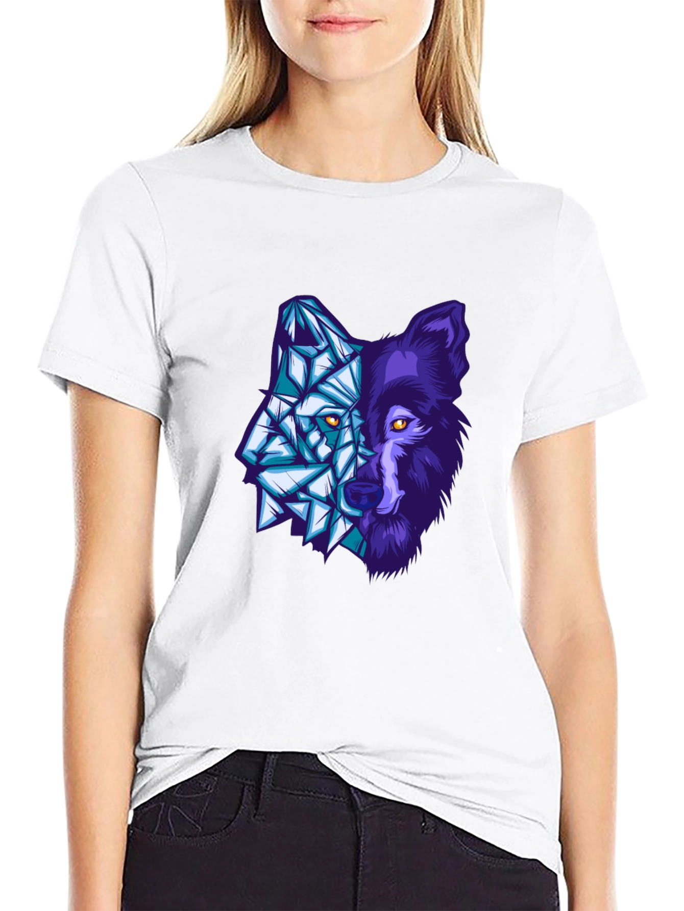 Black Geometric Wolf Graphic Tee - Mens view 9
