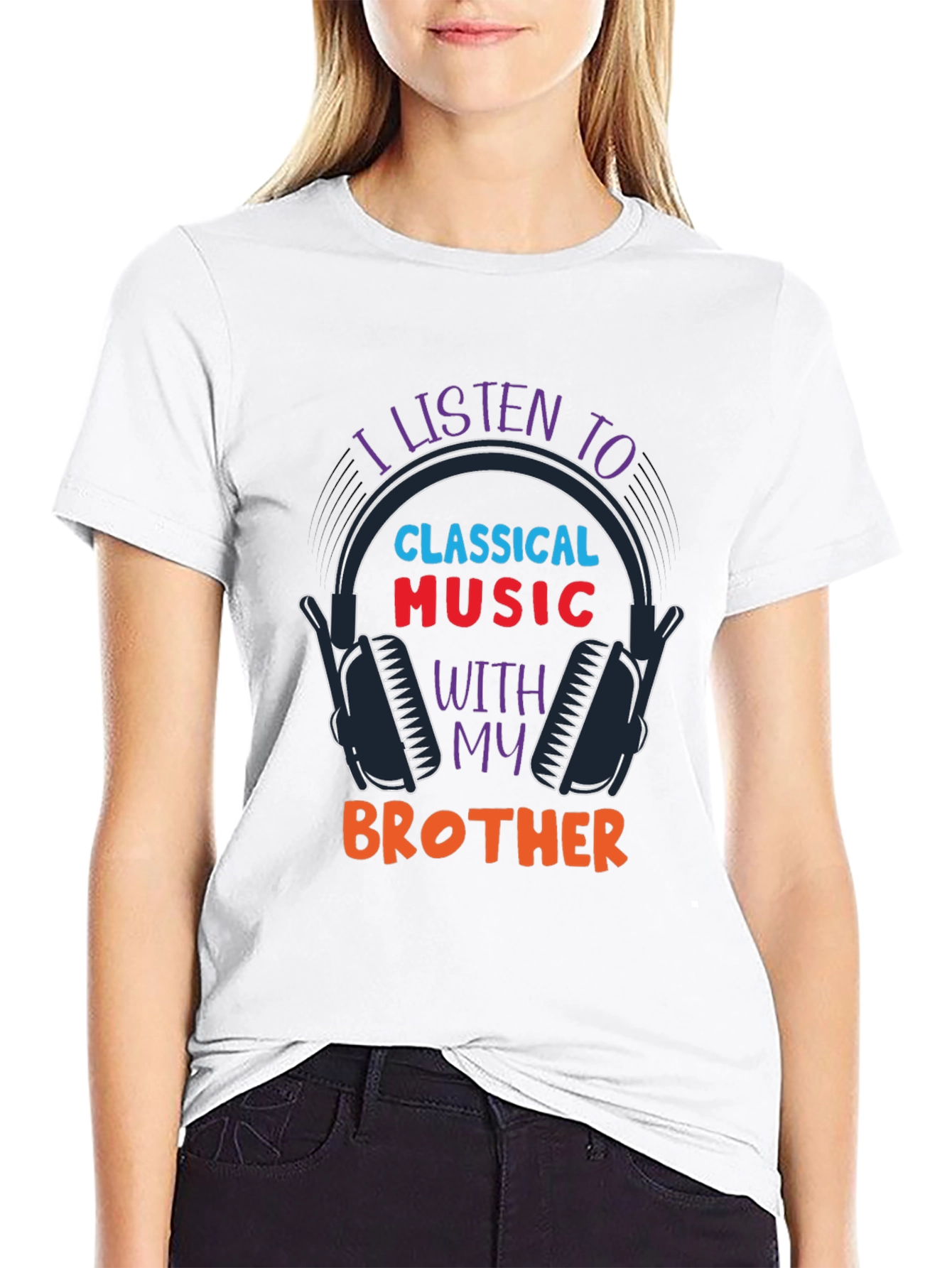 Black I Listen to Classical Music with My Brother T-Shirt view 9