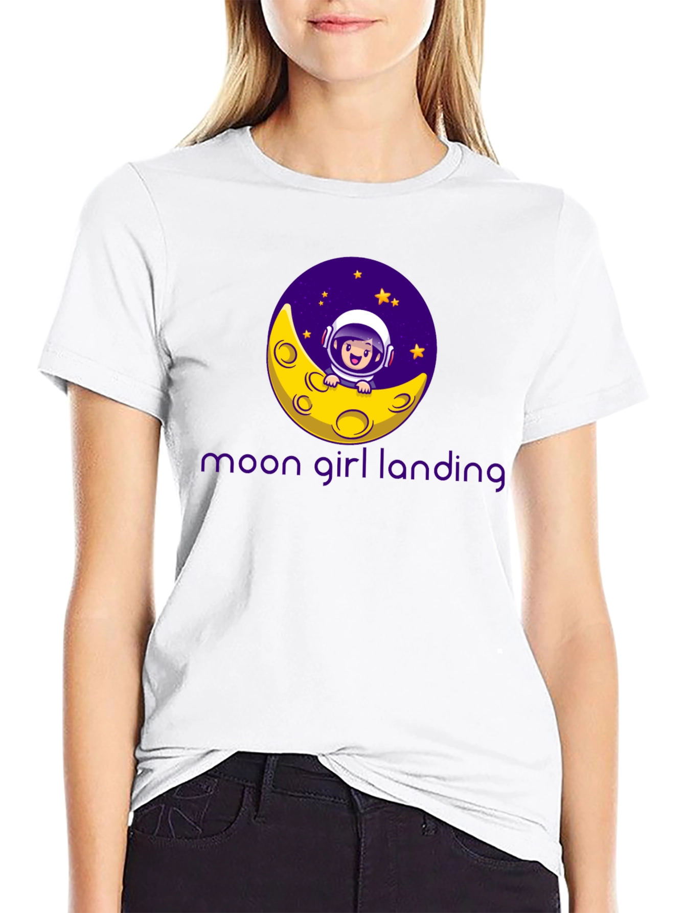 Black Moon Girl Landing Black T-Shirt view 9