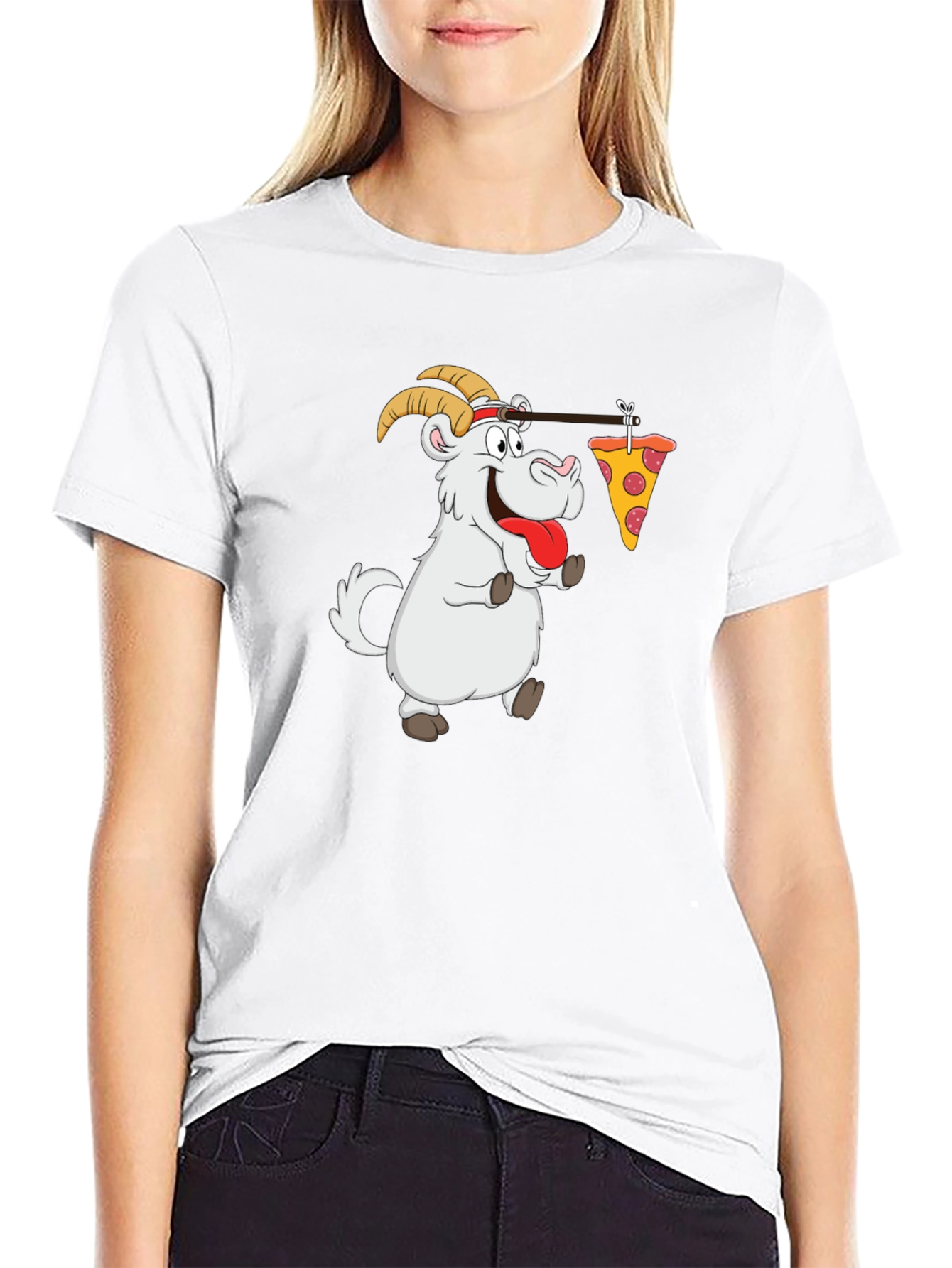 Black Goat Pizza T-Shirt - Funny Graphic Tee view 9