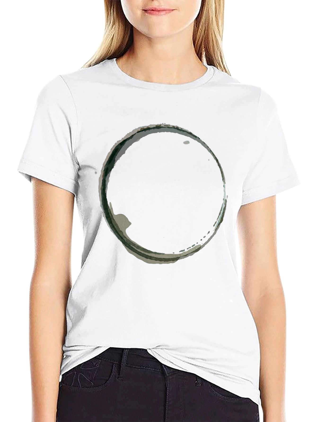 Black Abstract Circle Graphic Black T-Shirt view 9