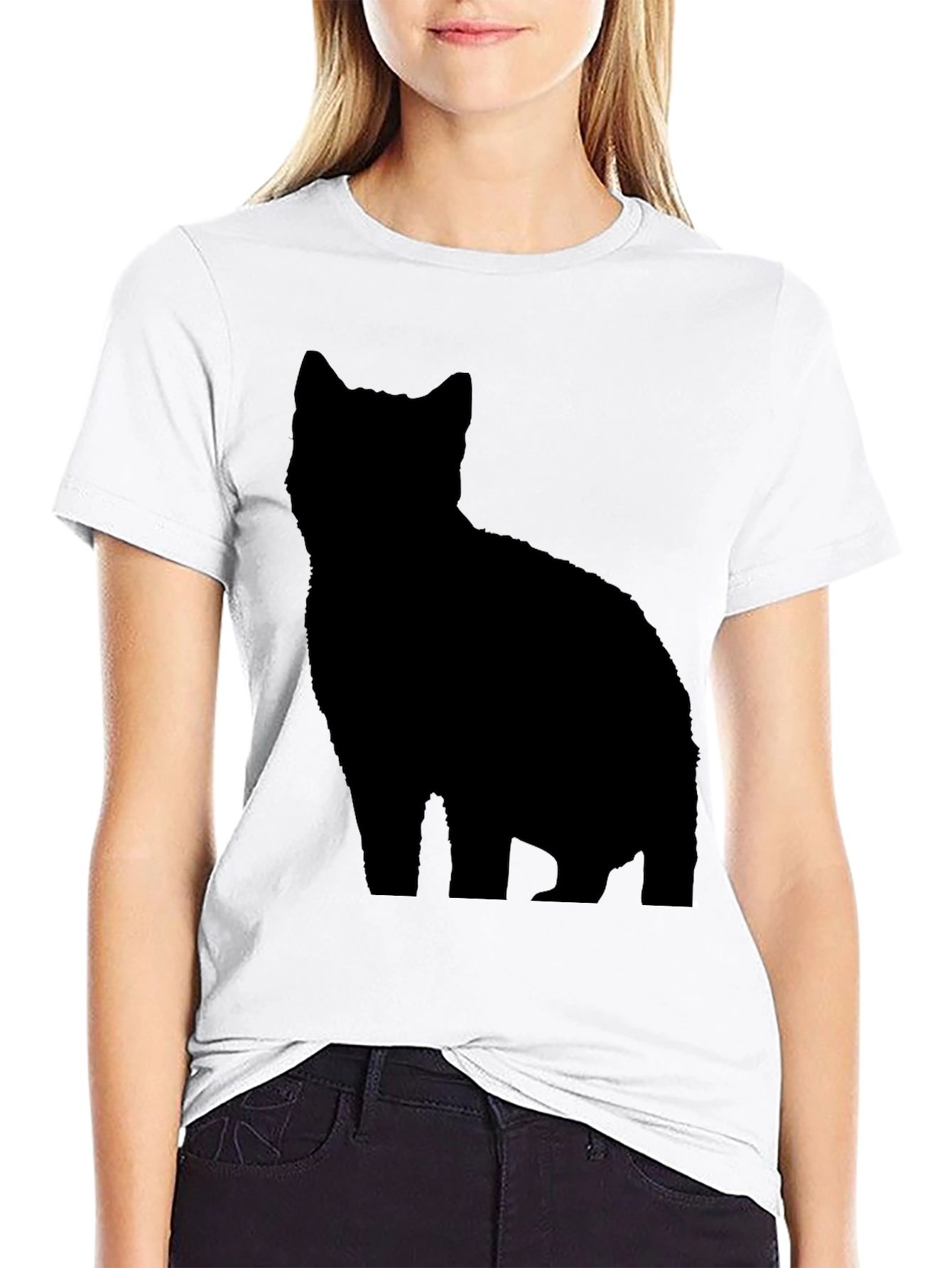 Black Black Cat Silhouette T-Shirt - Stylish & Unique Tee view 9