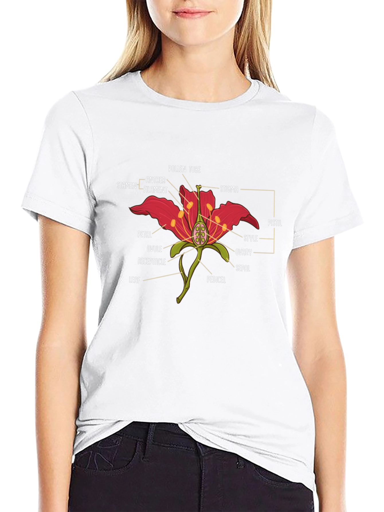 Black Anatomy of a Flower Graphic T-Shirt view 9