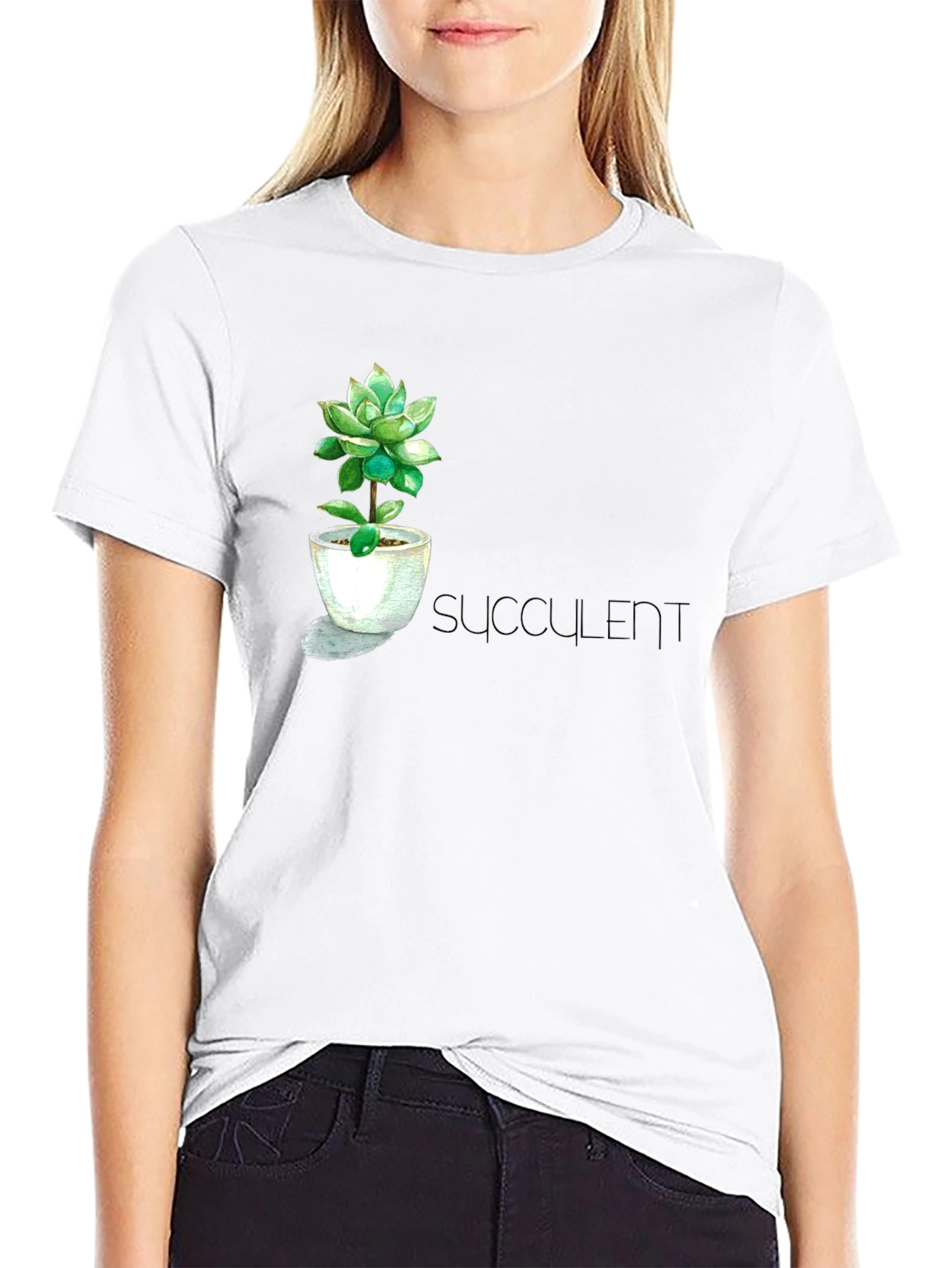 Black Stylish Succulent T-Shirt view 9
