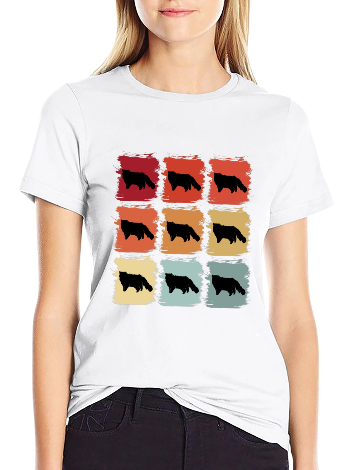 Black Retro Dog Silhouette T-Shirt view 9