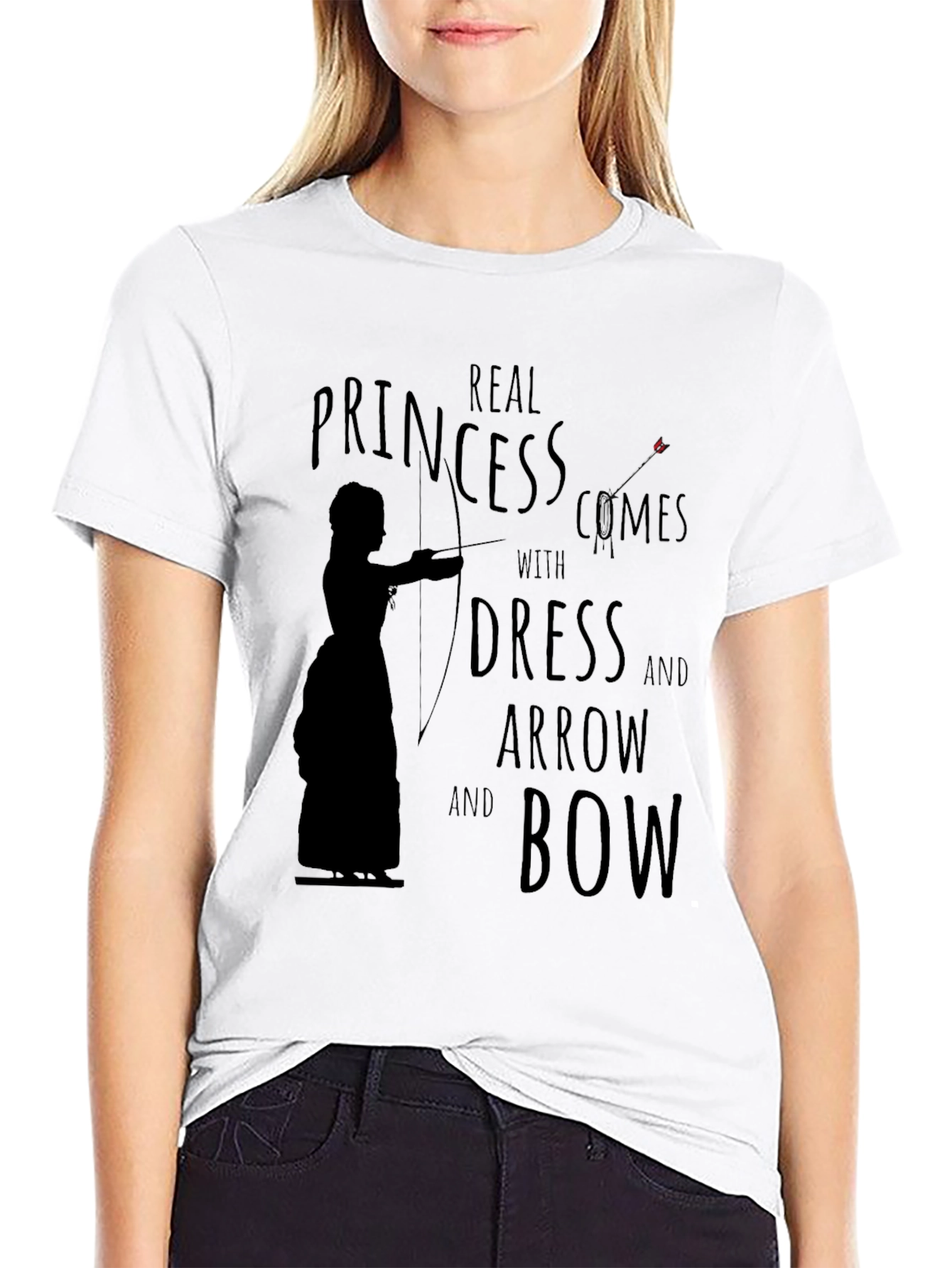 Black Real Princess Dress Arrow Bow T-Shirt view 9