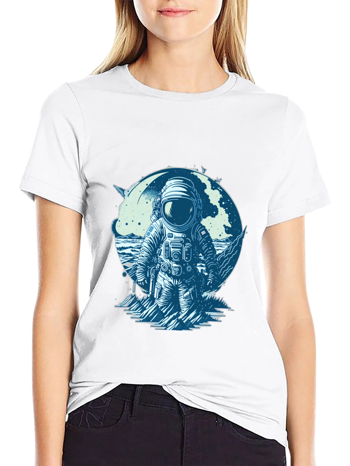 Black Astronaut Graphic Tee - Space Explorer T-Shirt view 9