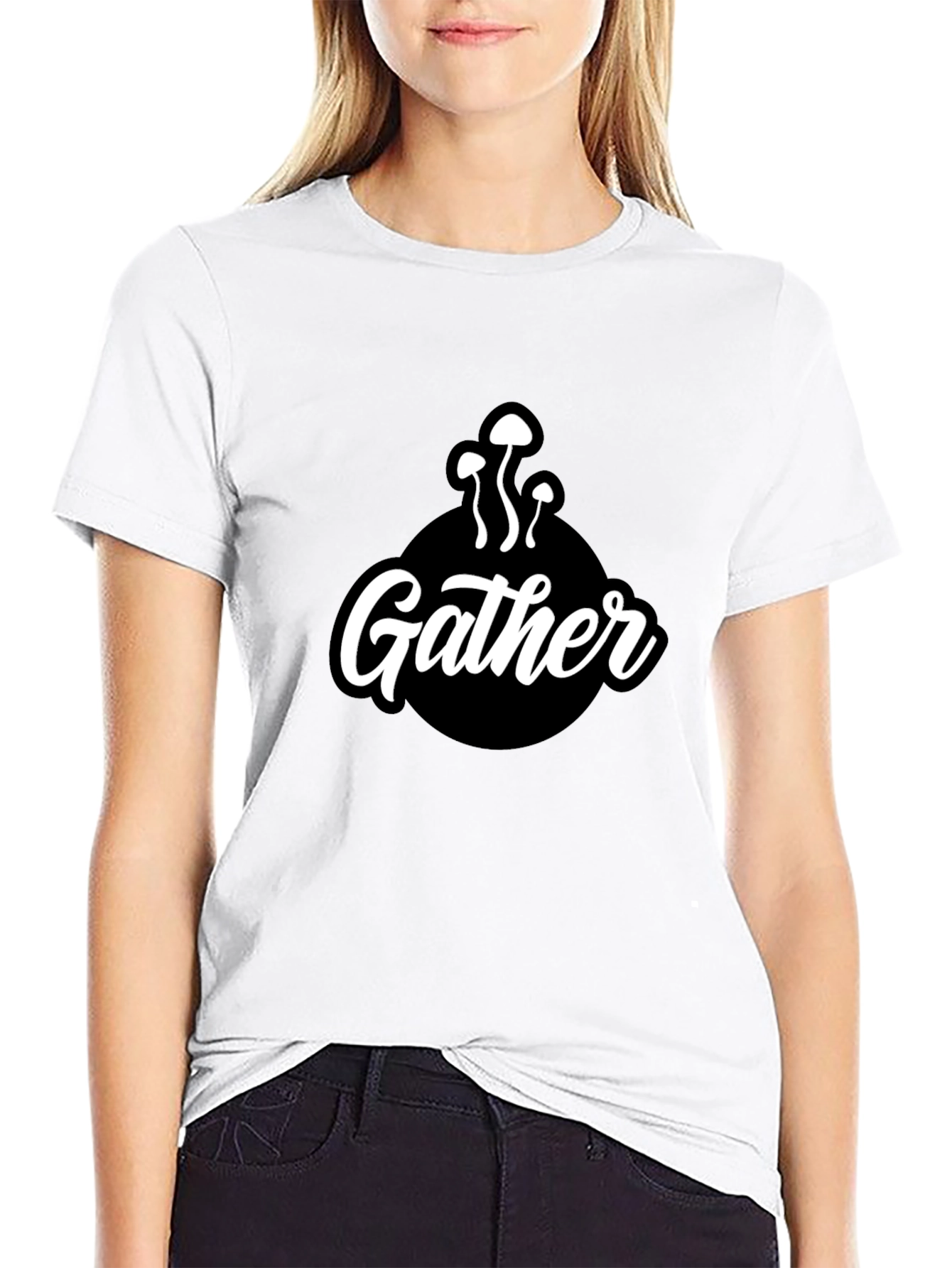 Black Mushroom Gather T-Shirt - Black Graphic Tee view 9