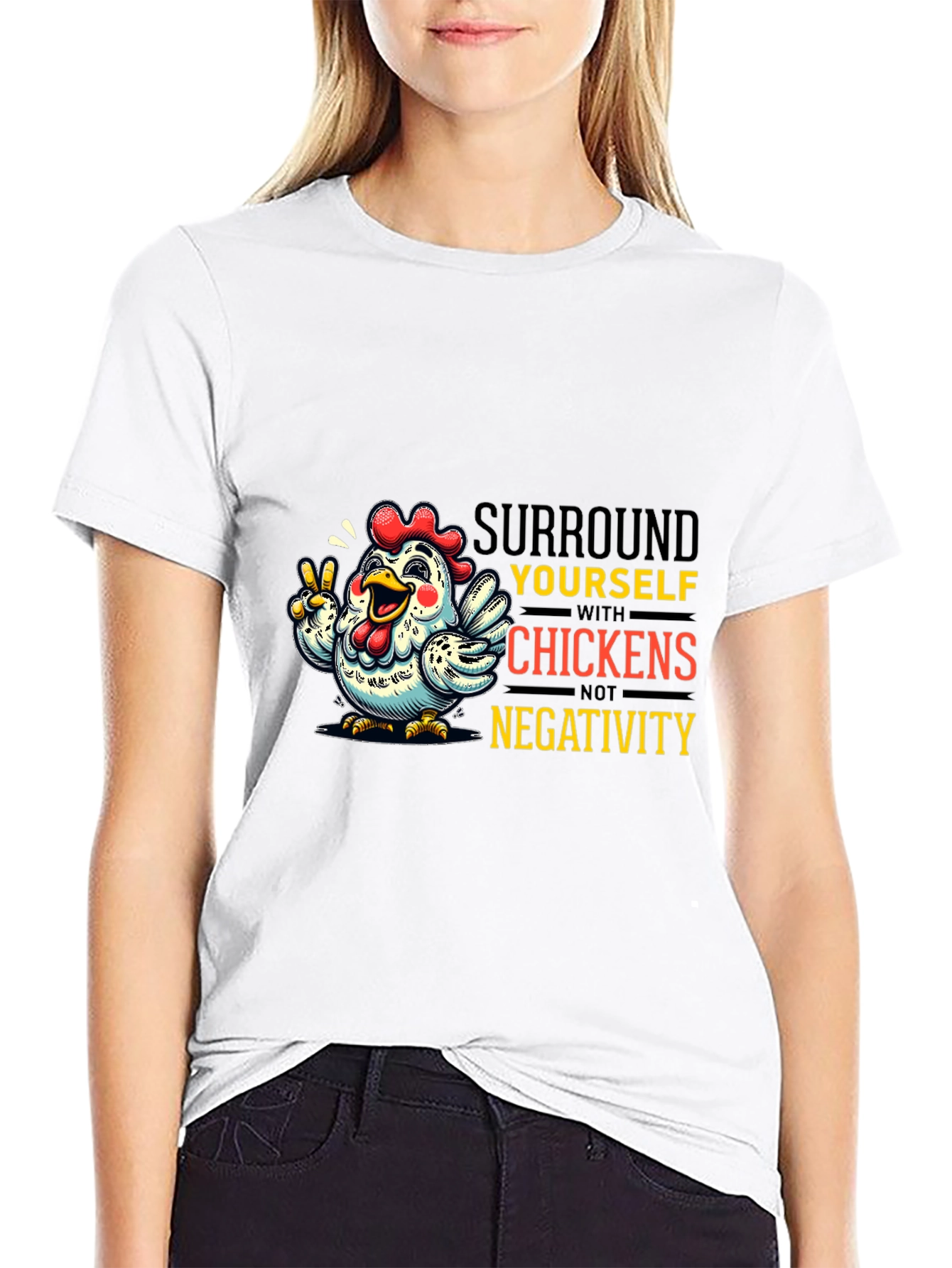 Black Surround Yourself With Chickens T-Shirt view 9