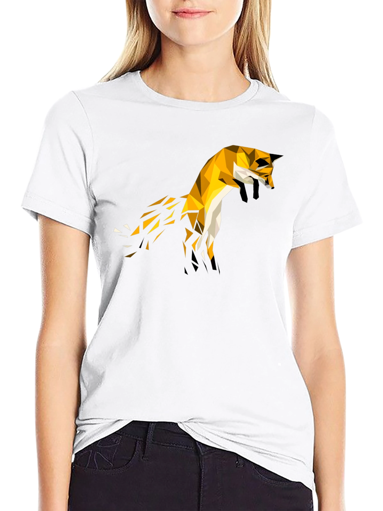 Black Geometric Fox Tee - Modern Graphic T-Shirt view 9