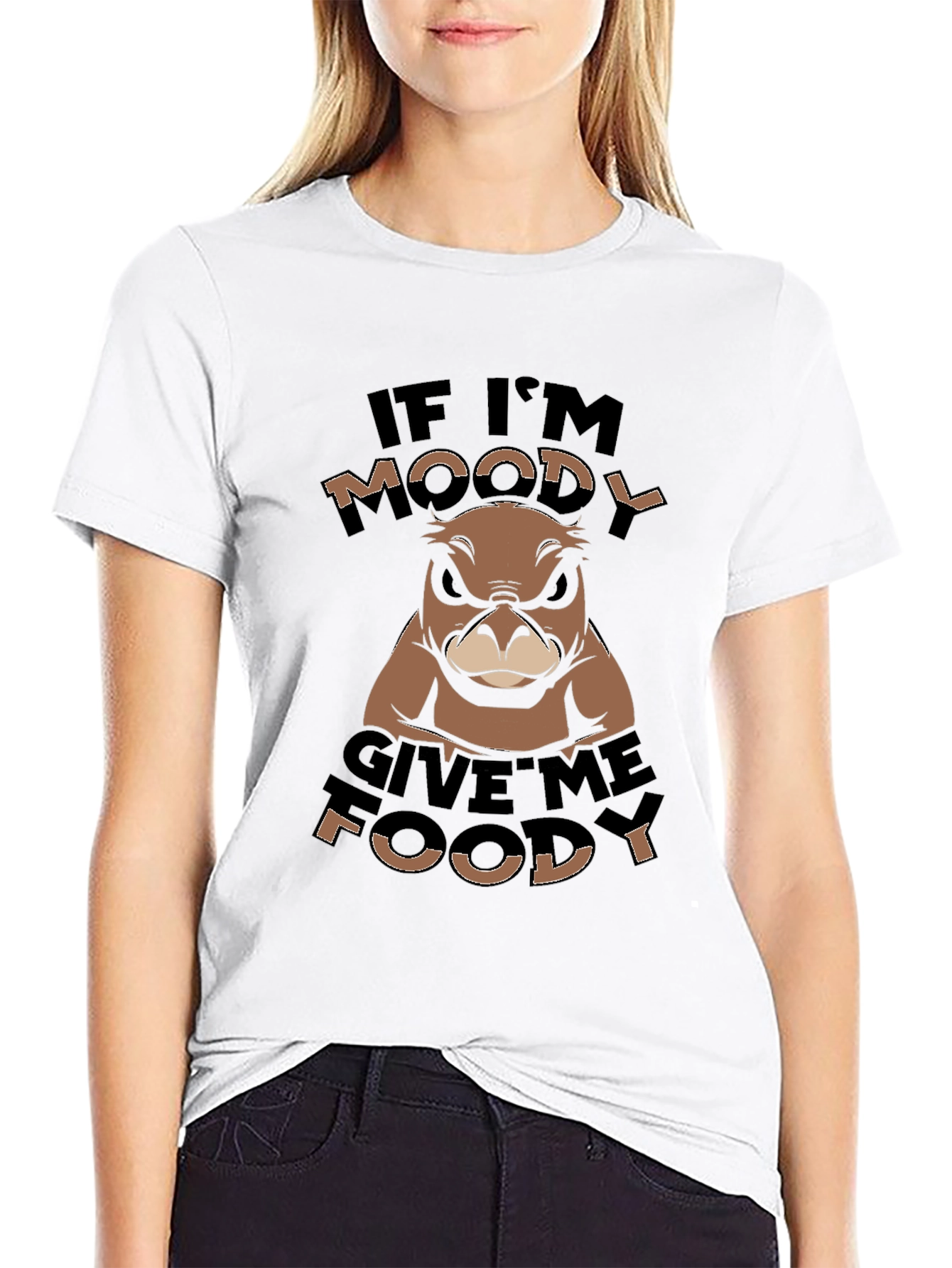 Black Moody Otter Graphic Tee - Black Cotton Blend view 9