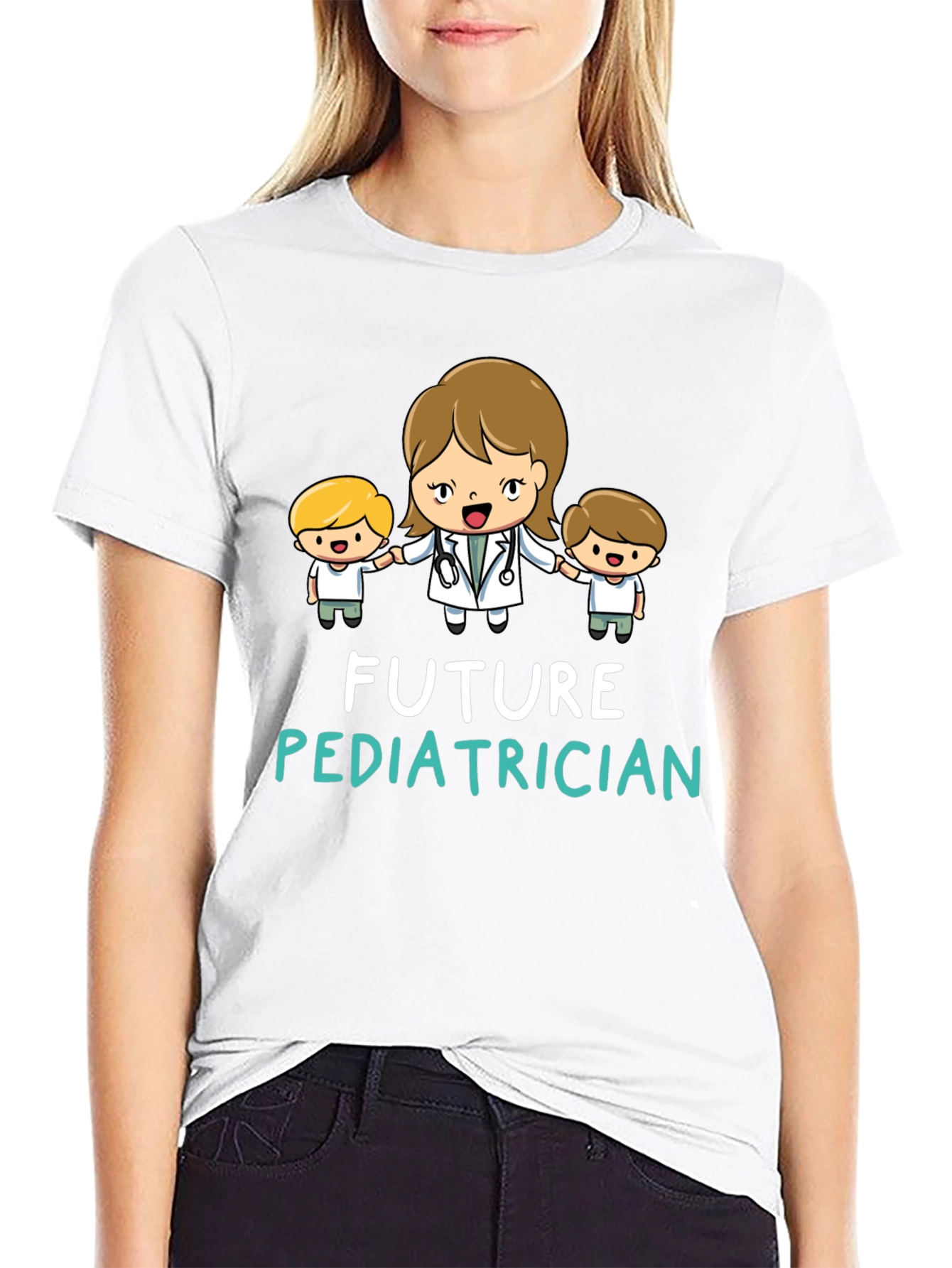 Black Future Pediatrician Black T-Shirt view 9