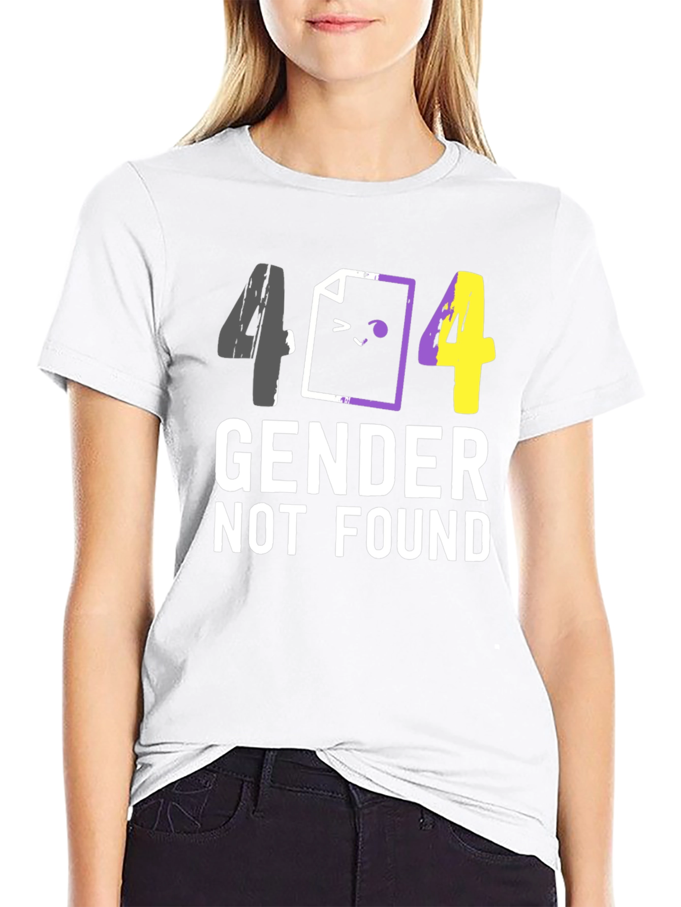 Black 404 Gender Not Found Unisex T-Shirt view 9