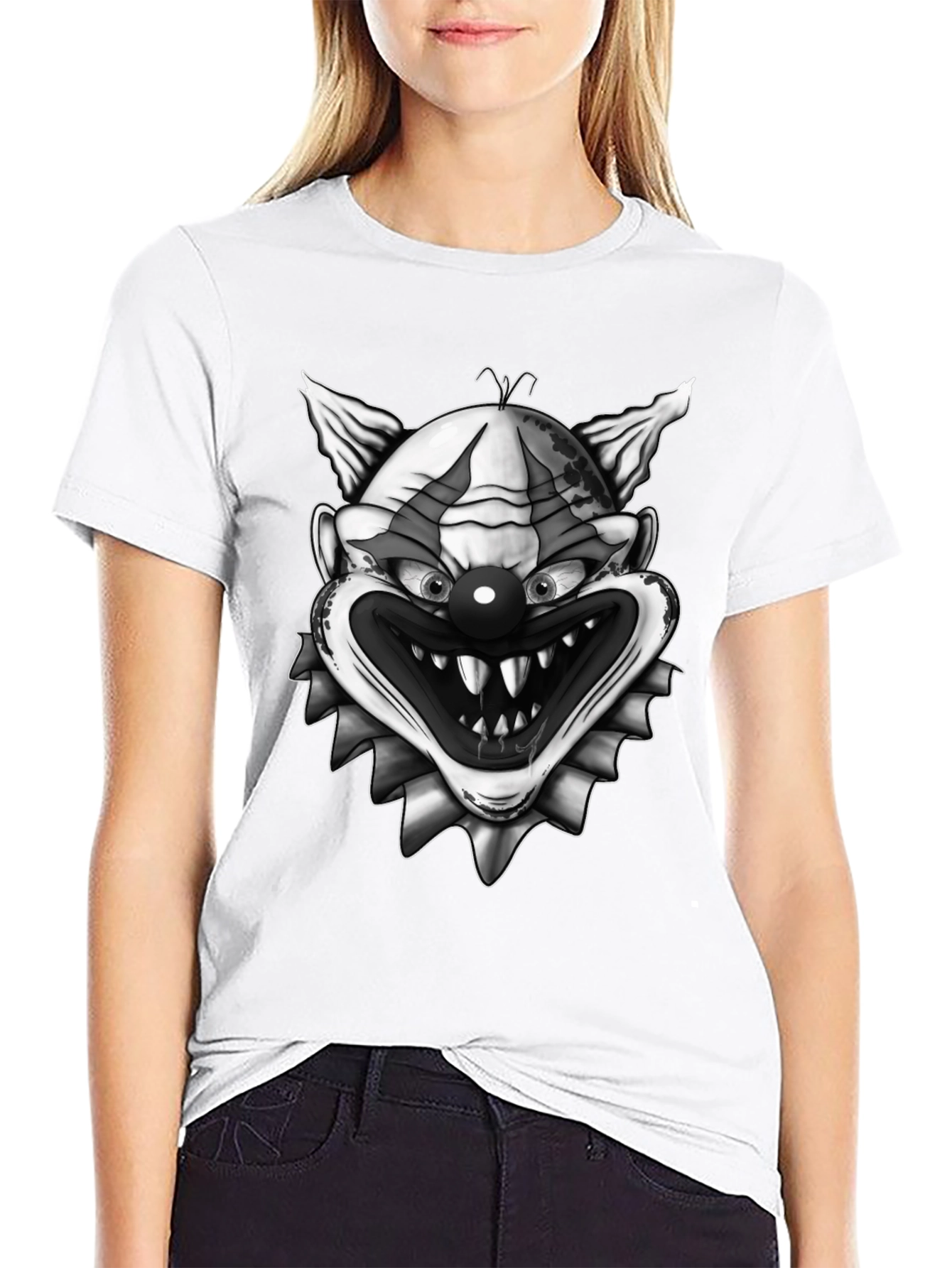 Black Creepy Clown Graphic Print Tee - Horror T-Shirt view 9