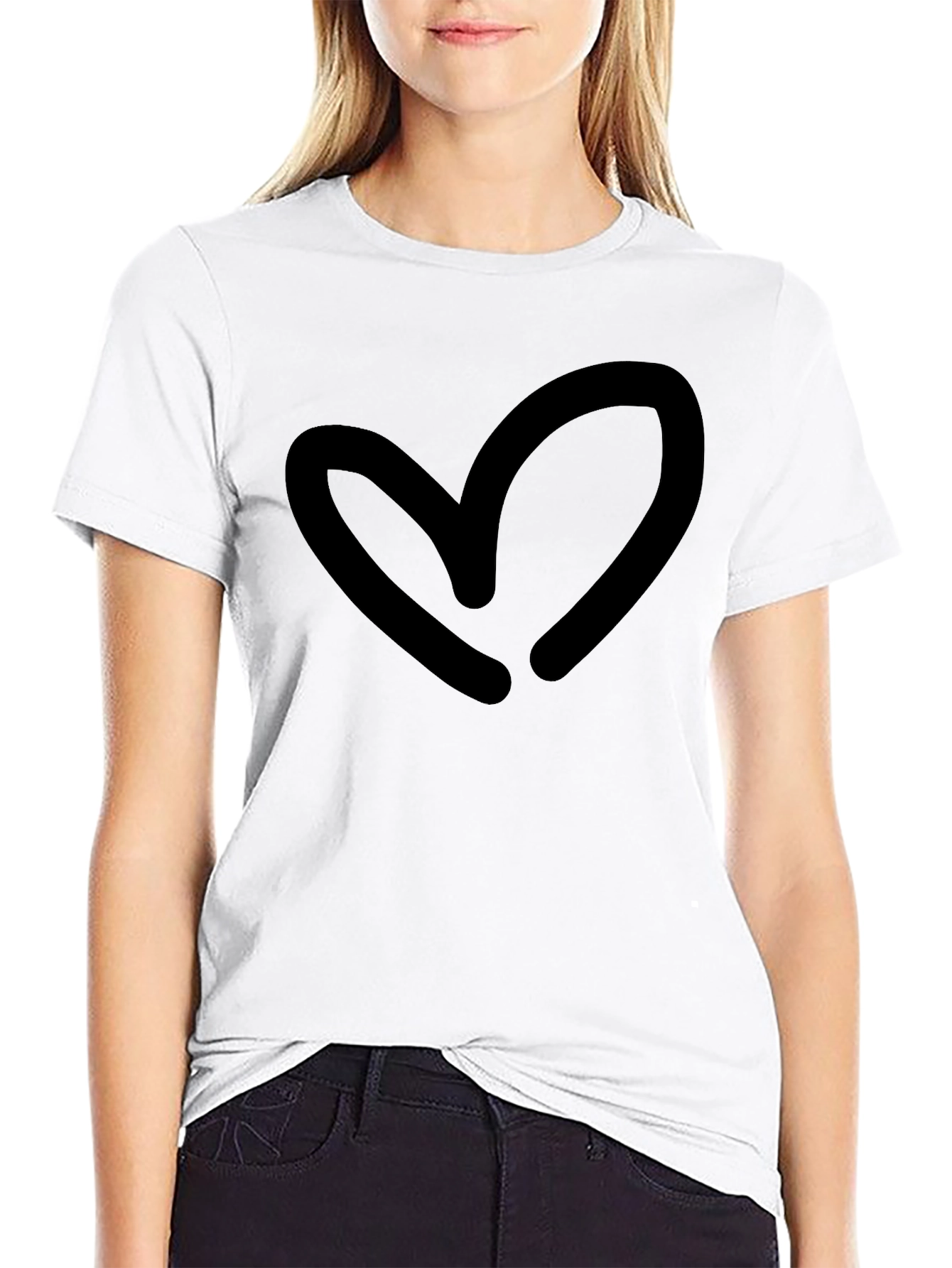 Black Heart Graphic Black T-Shirt - Casual Style view 9