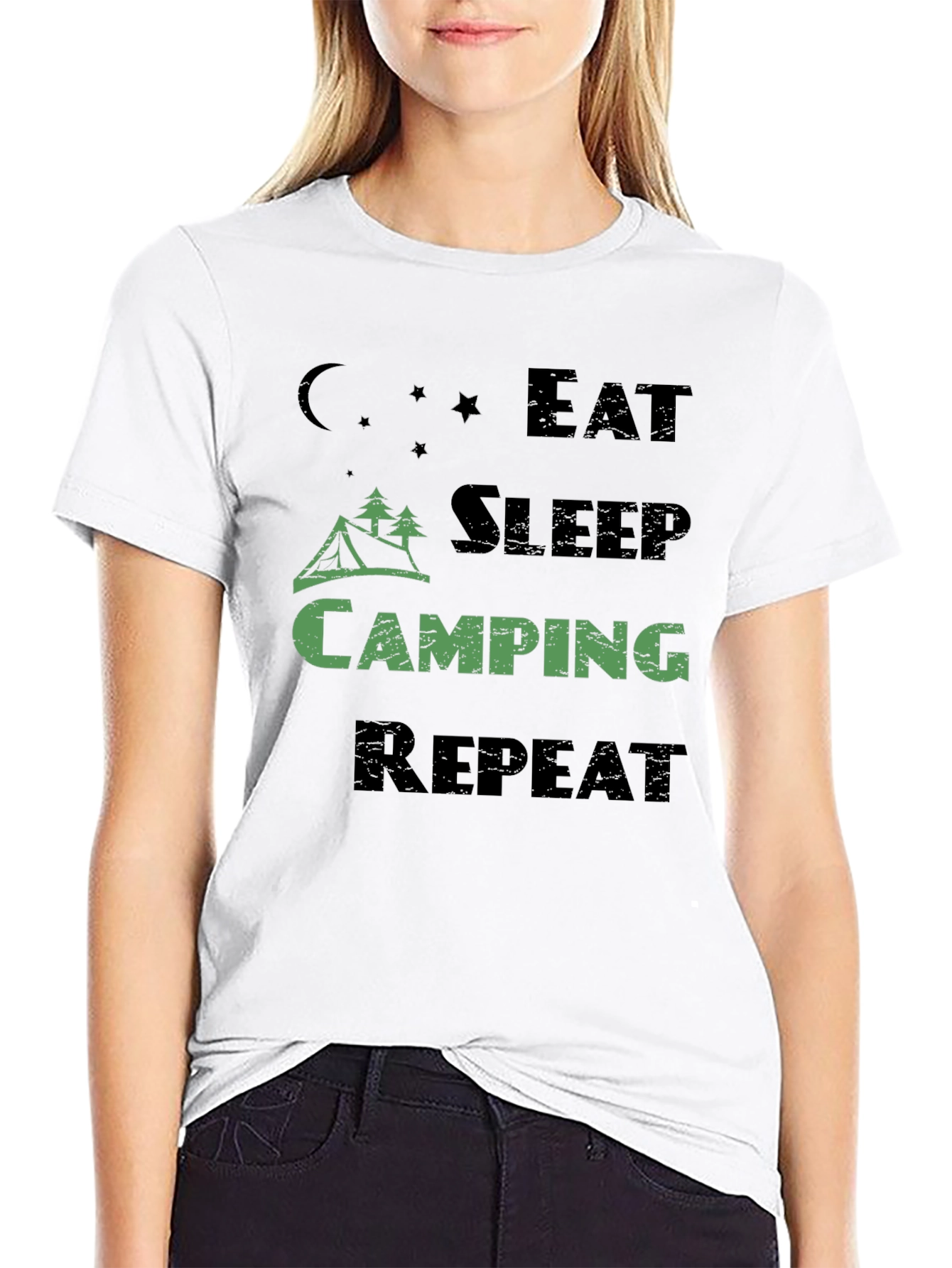 Black Eat Sleep Camping Repeat Men's T-Shirt view 9