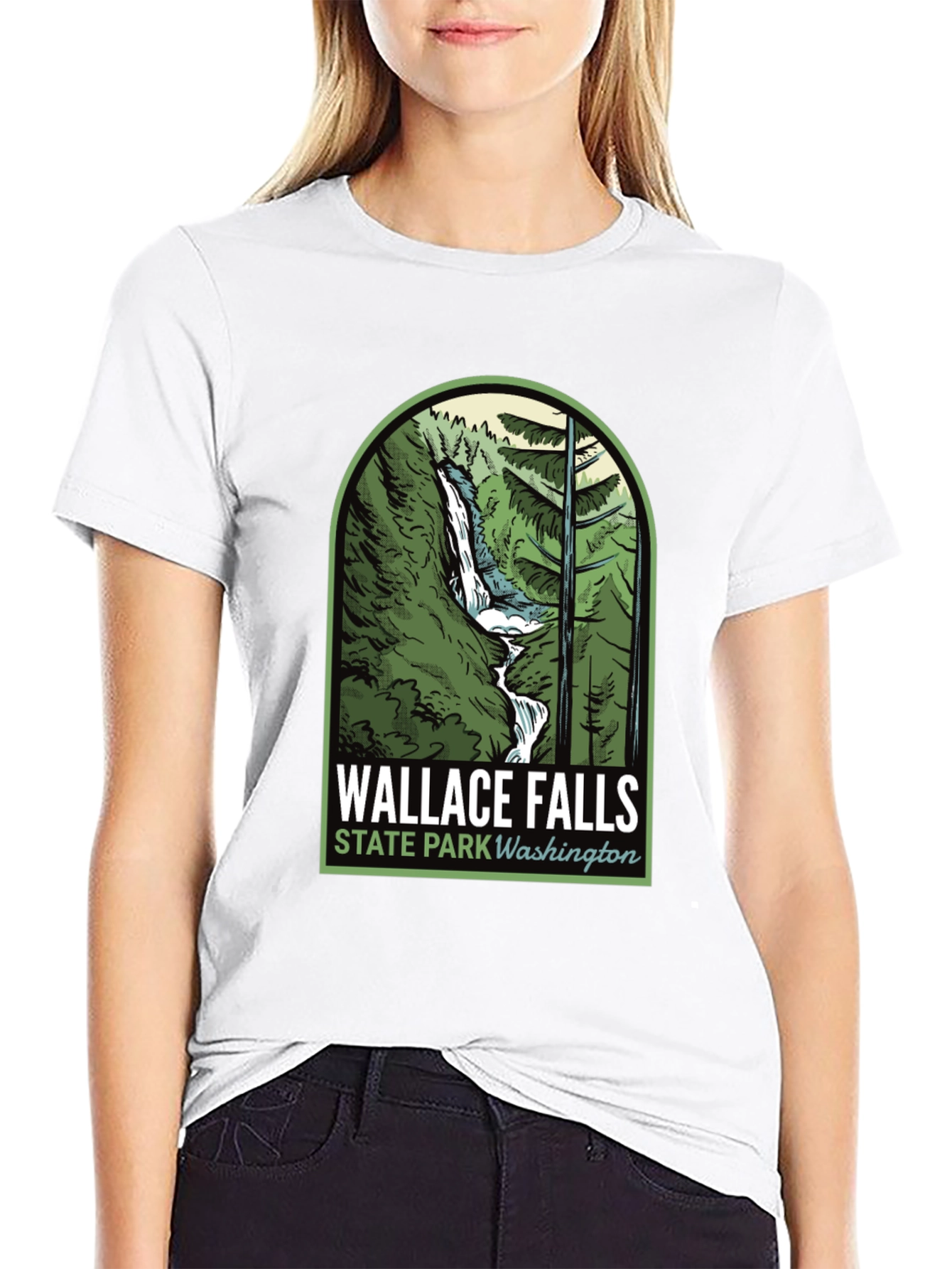 Black Wallace Falls State Park T-Shirt view 9