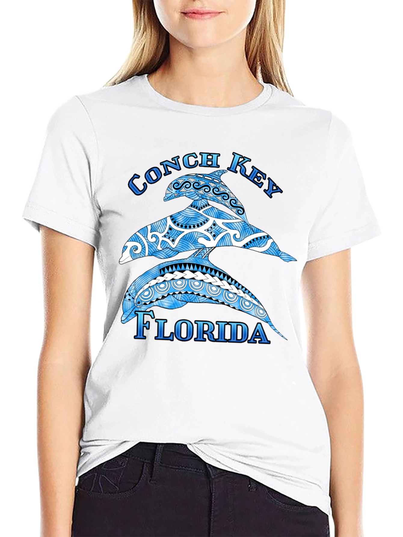 Conch Key Florida Dolphin Graphic T-Shirt - 9