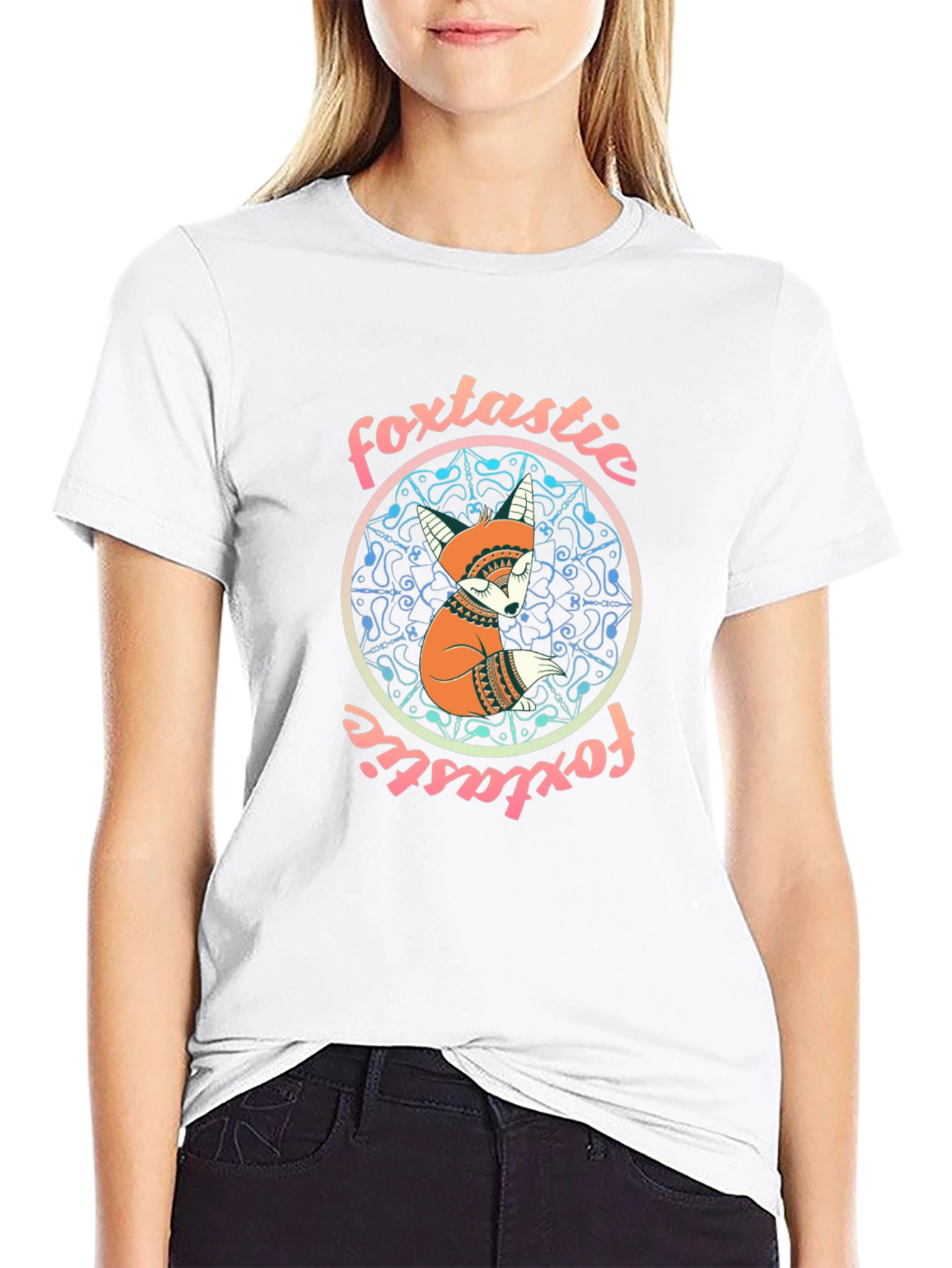 Black Foxtastic Graphic Print T-Shirt view 9