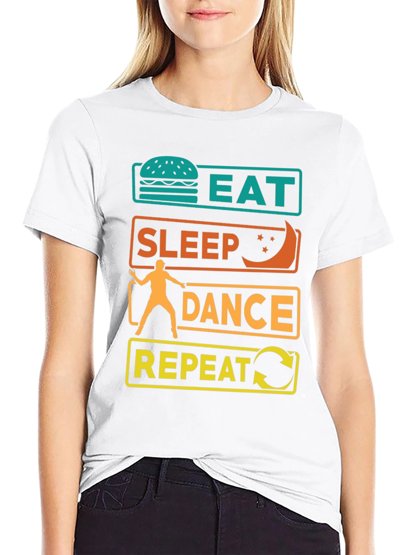 Black Eat Sleep Dance Repeat Graphic Tee view 9