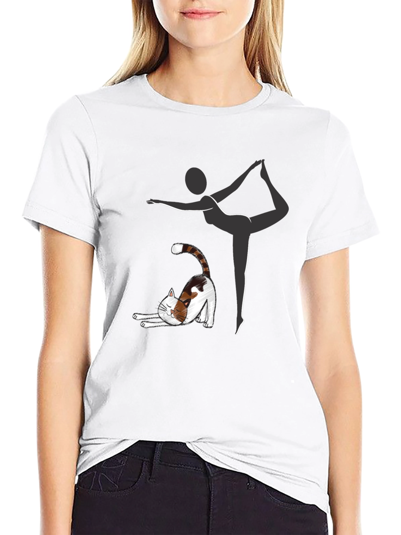 Black Yoga Cat T-Shirt view 9