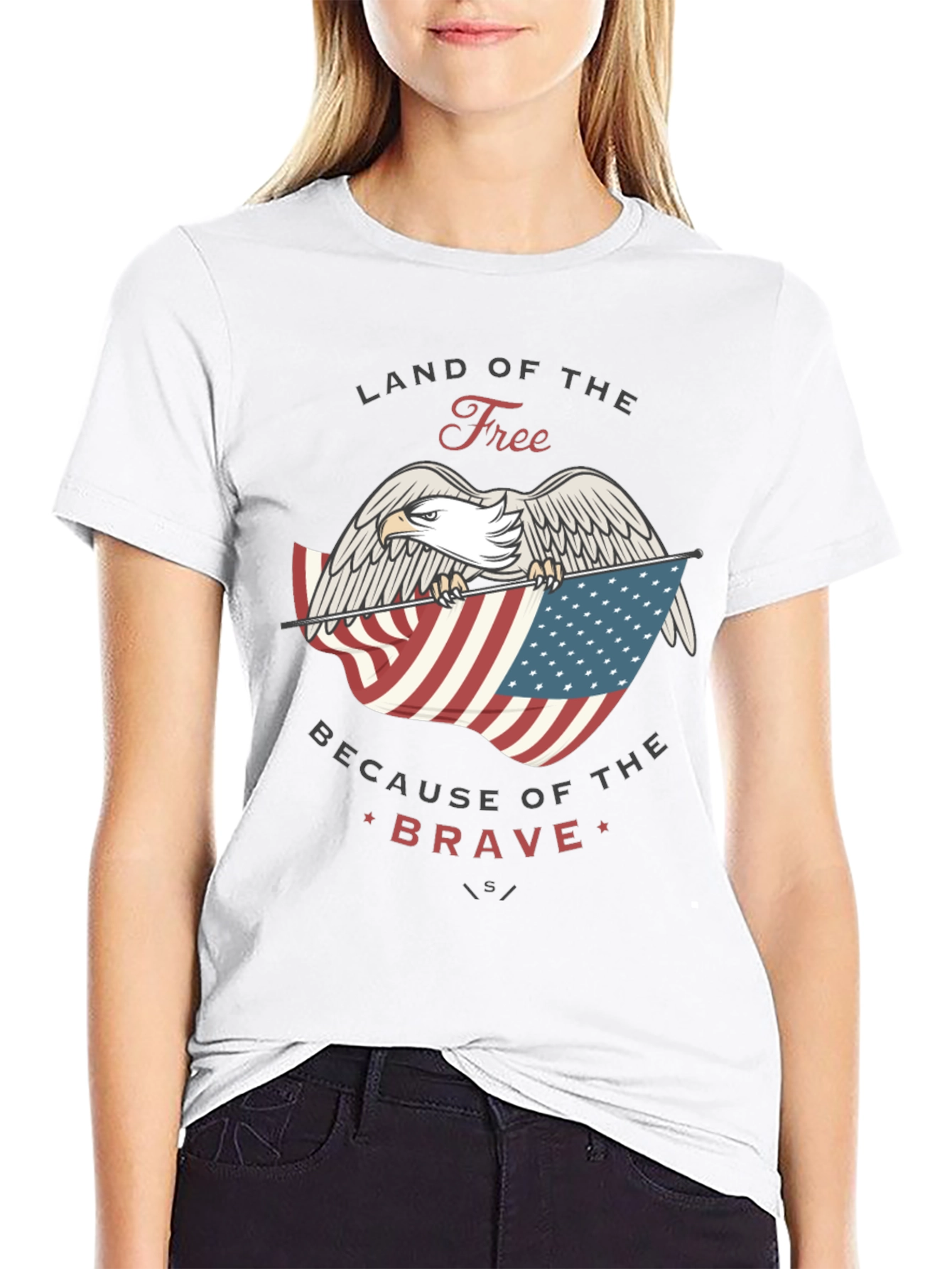 Black Land of the Free Patriotic Eagle Graphic Tee view 9