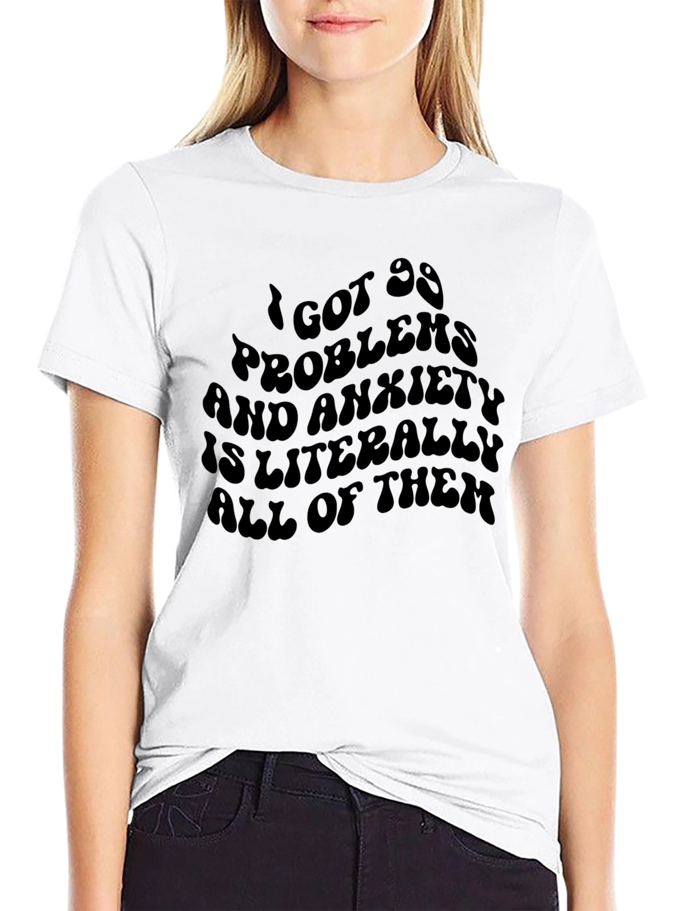 Black Anxiety Funny Graphic T-Shirt view 9