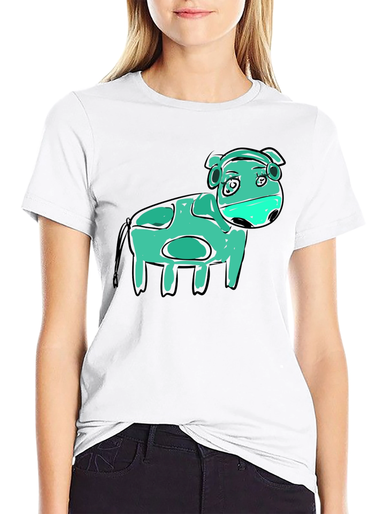 Black Cow Graphic Black T-Shirt - Unique Art view 9