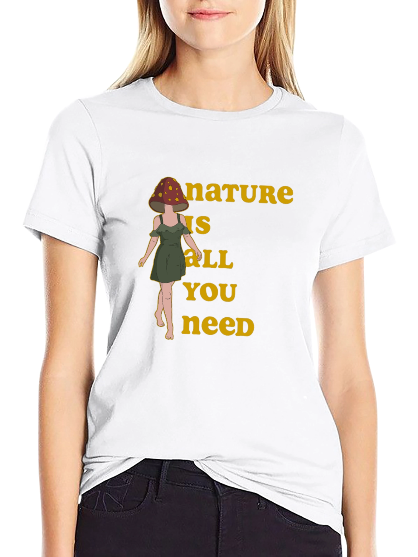 Black Nature is All You Need Mushroom Head T-Shirt view 9