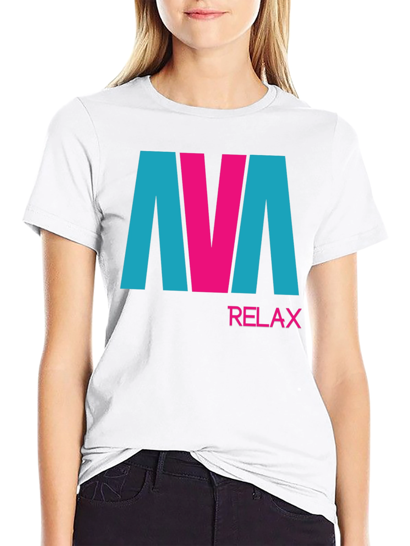 Black AVA Relax Graphic Tee - Black Cotton Blend T-Shirt view 9