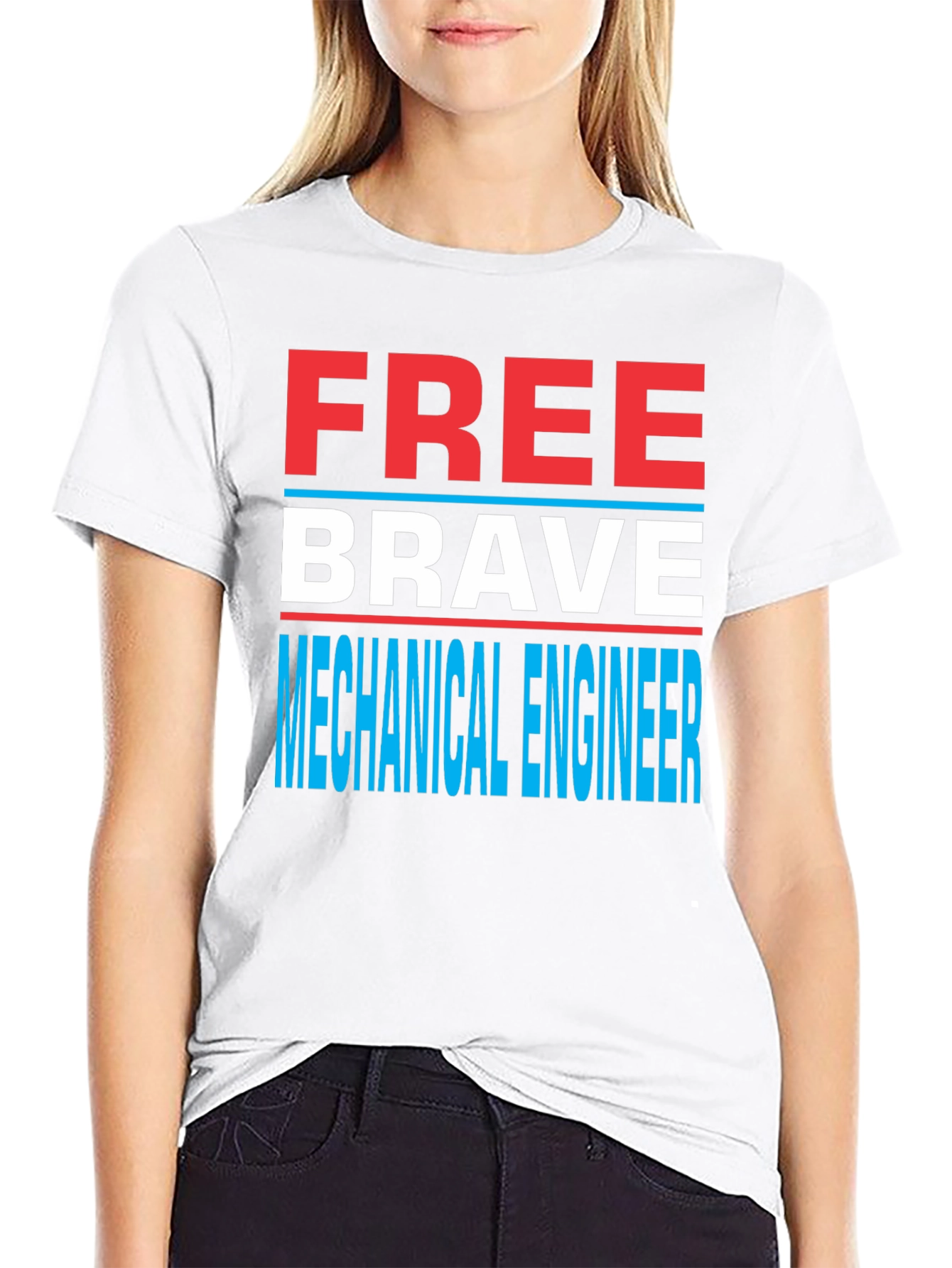 Black Free Brave Mechanical Engineer Novelty T-Shirt view 9