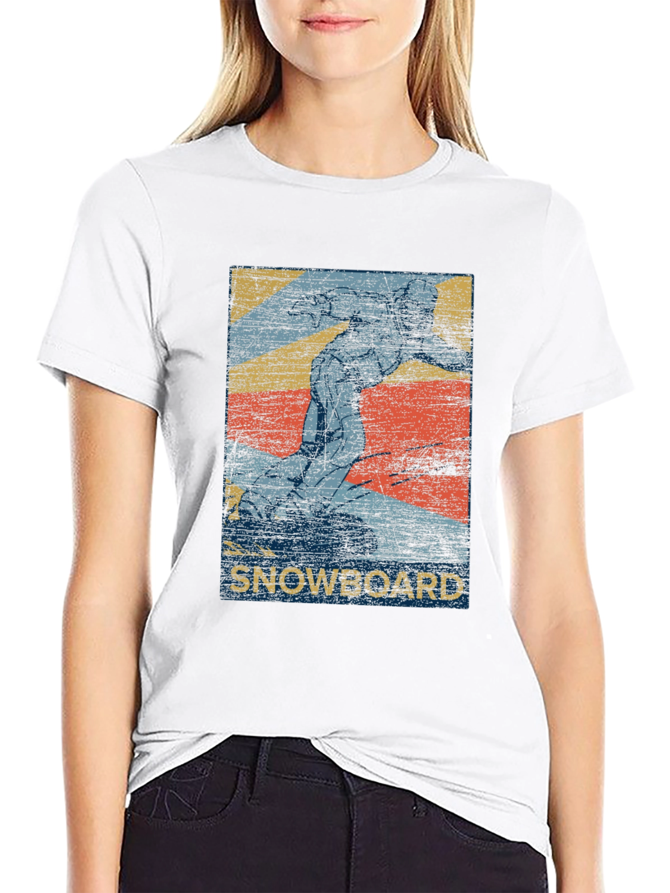 Black Vintage Snowboard Graphic T-Shirt - Black view 9