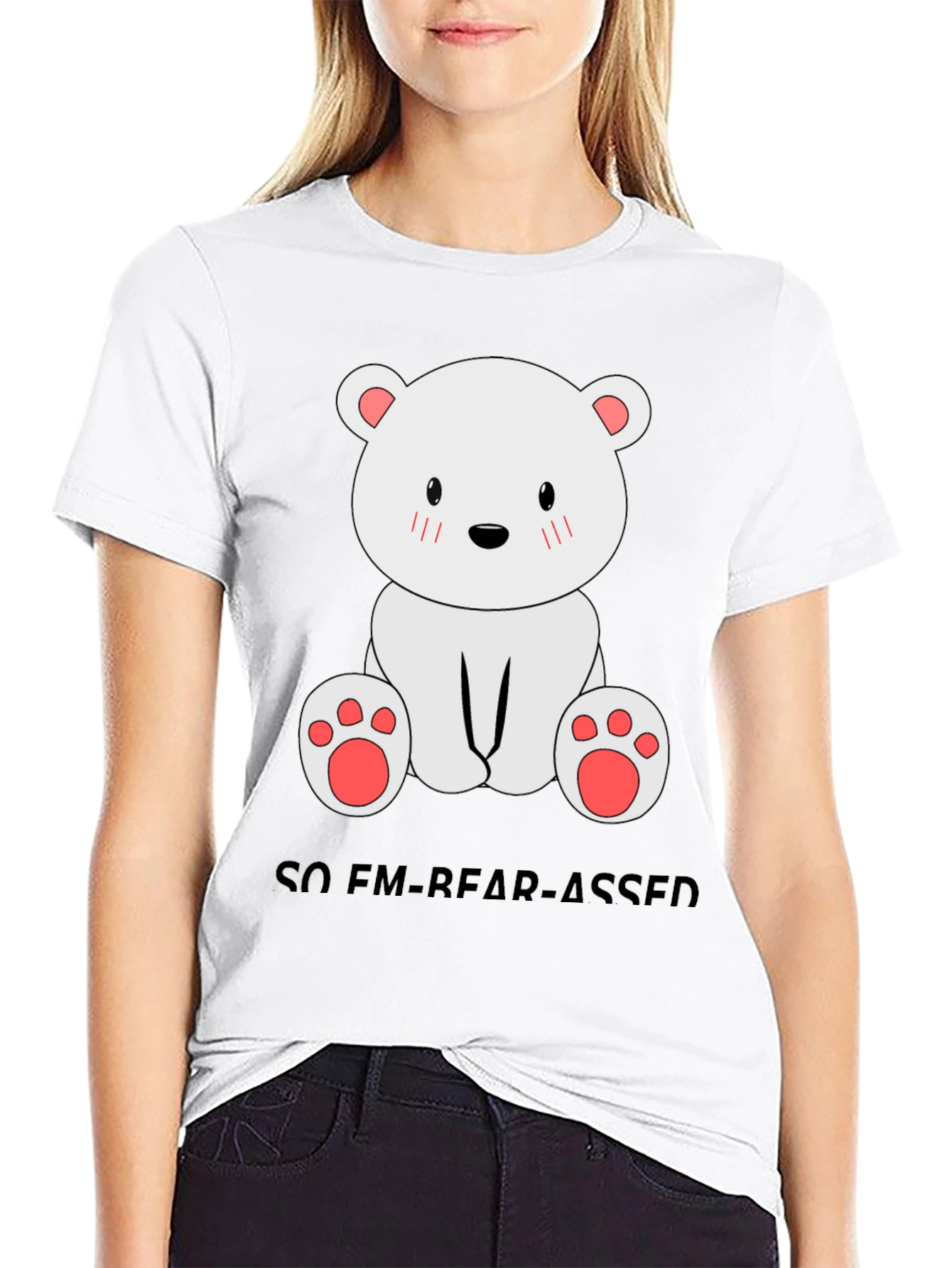 Black Funny Bear Pun T-Shirt - So Em-bear-assed! view 9