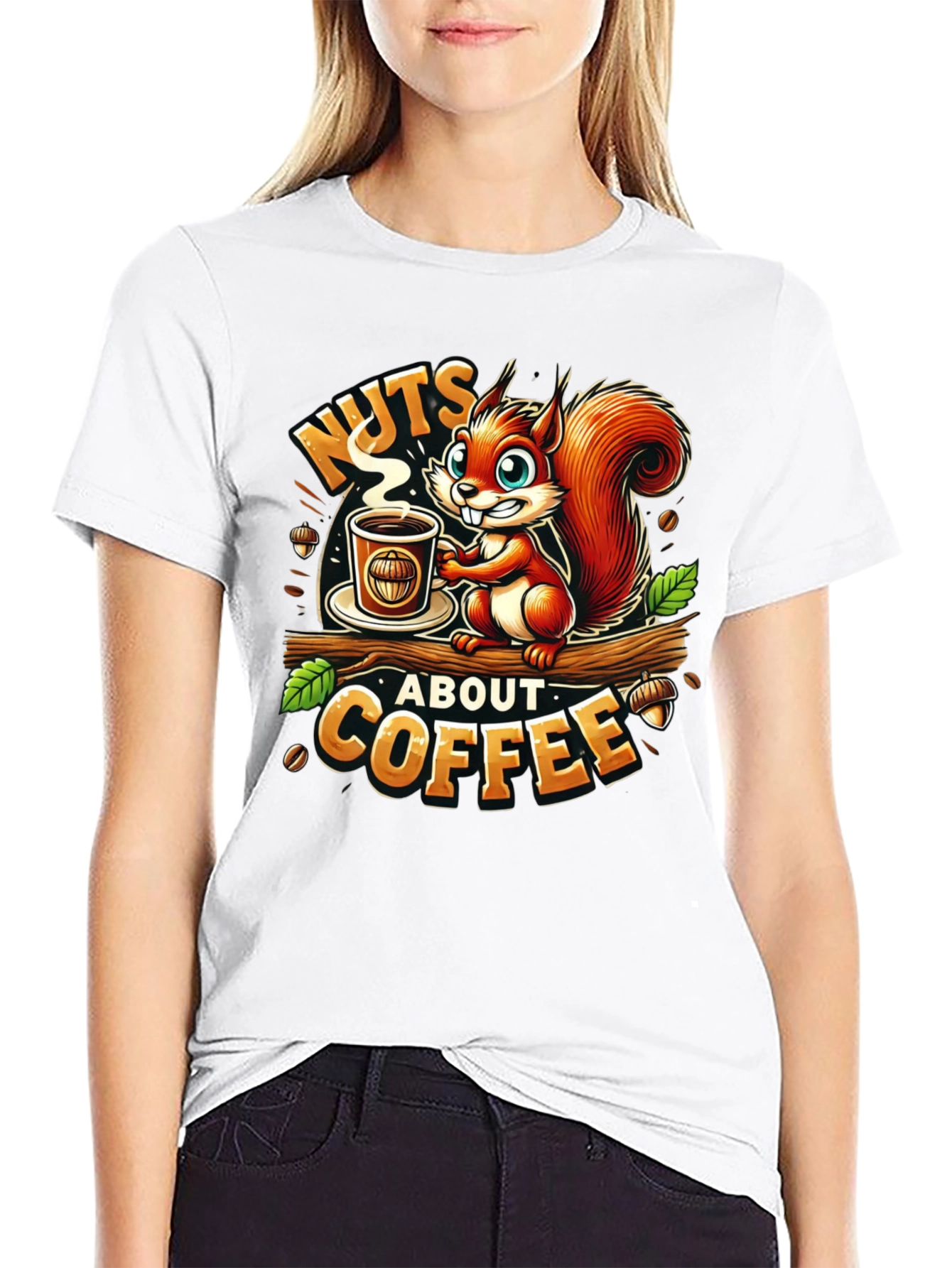 Black Nuts About Coffee Squirrel T-Shirt view 9