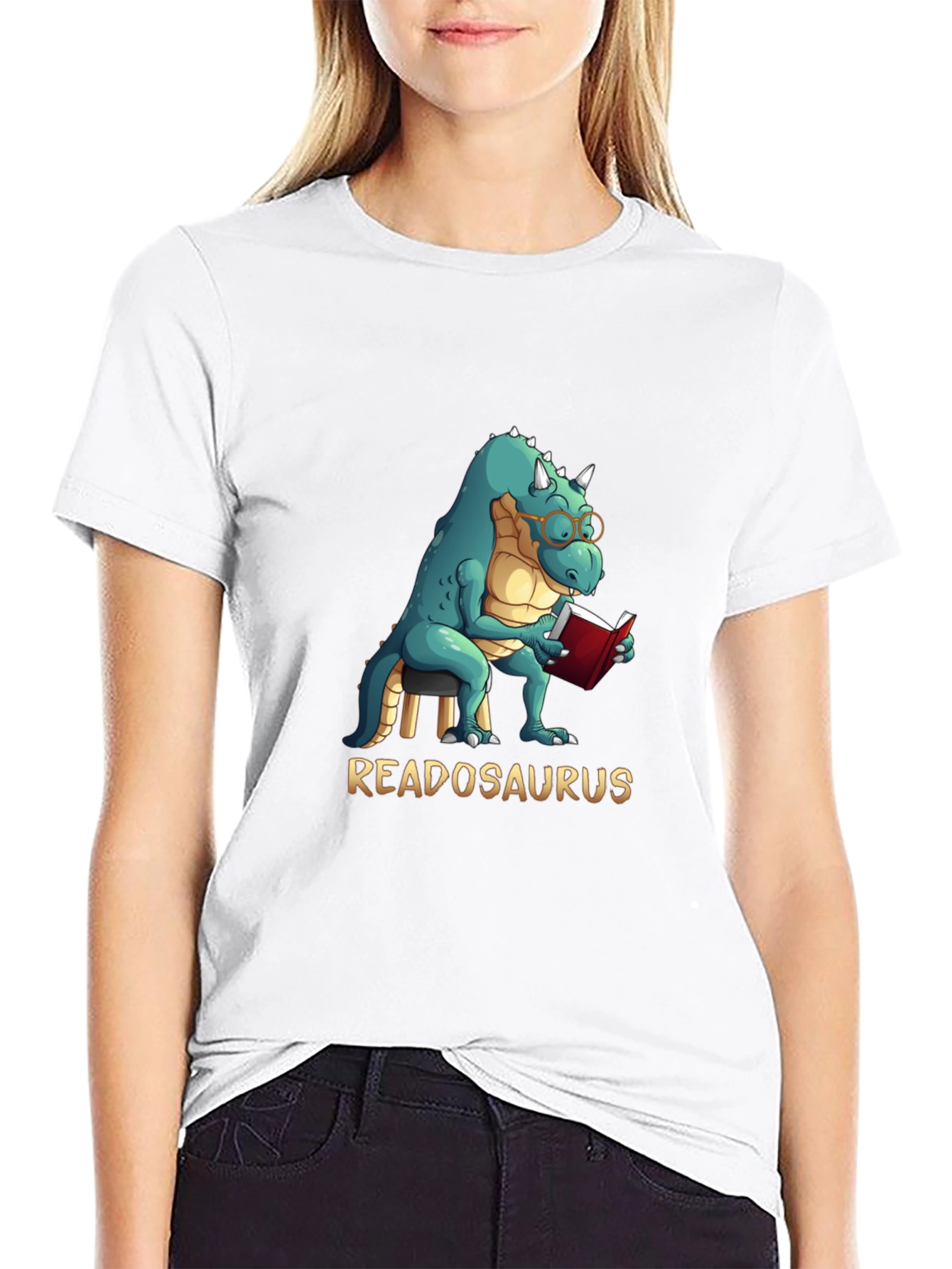 Black Readosaurus T-Shirt - Reading Dinosaur Tee view 9