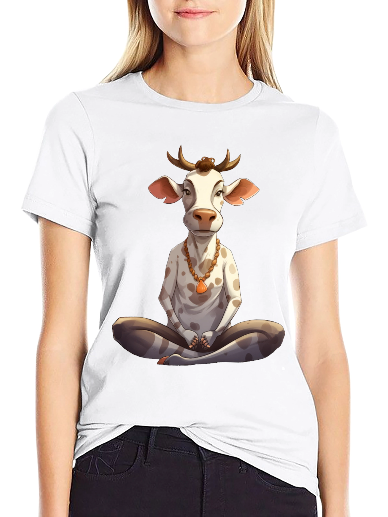 Yoga Cow Graphic Tee - Meditating Bull T-Shirt - 9