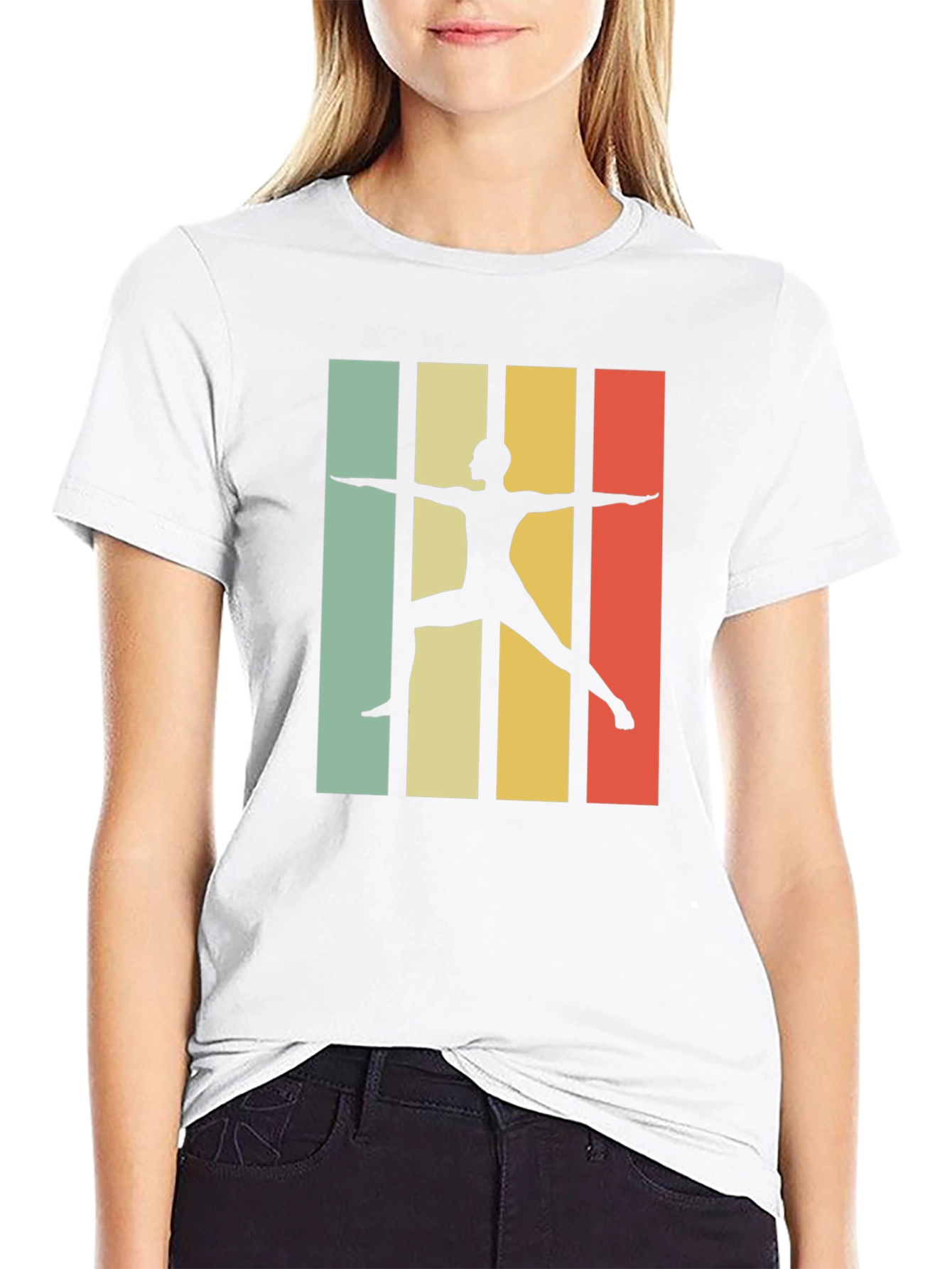 Black Retro Yoga Pose Graphic T-Shirt - Black view 9