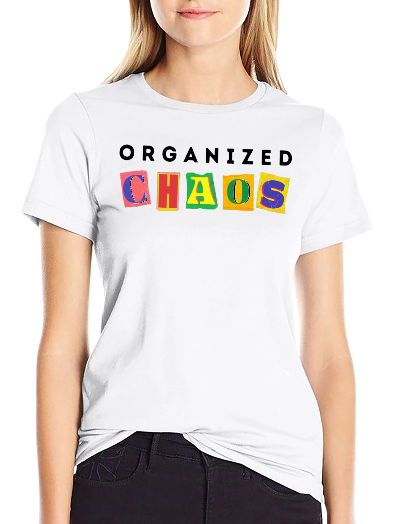 Black Organized Chaos Graphic Tee - Trendy & Unique Design view 9