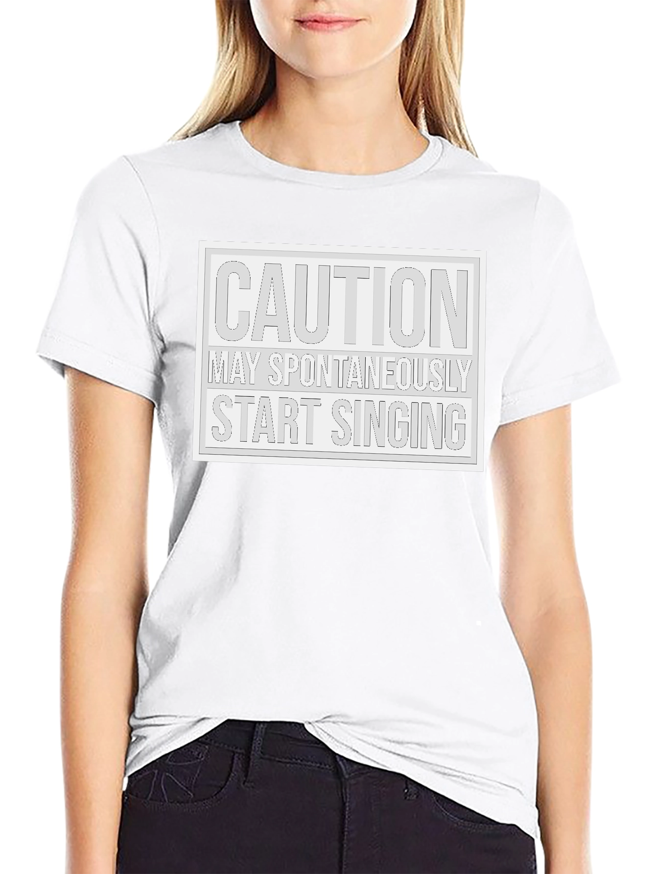Black Caution May Spontaneously Start Singing Black T-Shirt view 9