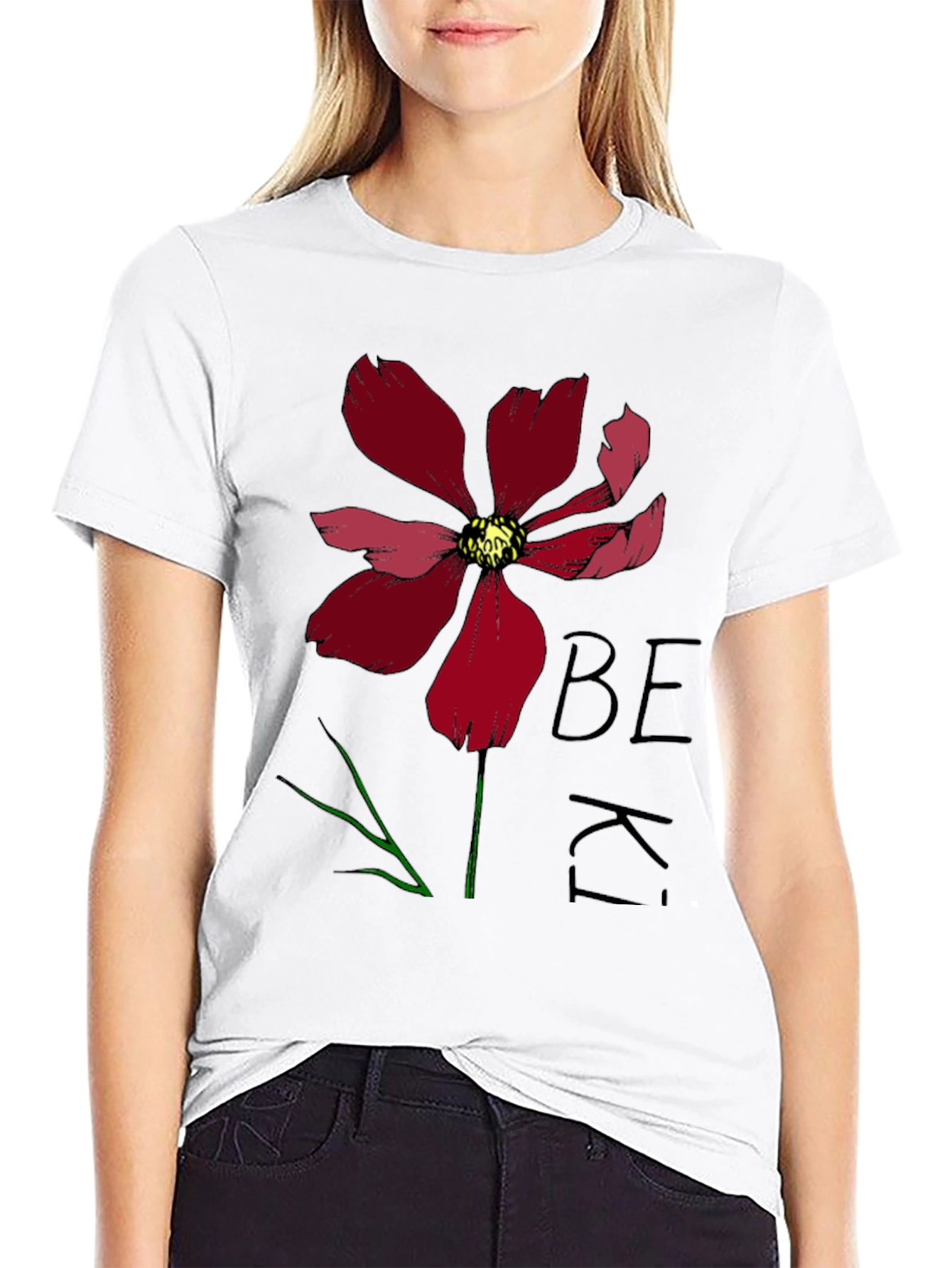 Black Be Kind Flower Graphic Tee - Black view 9