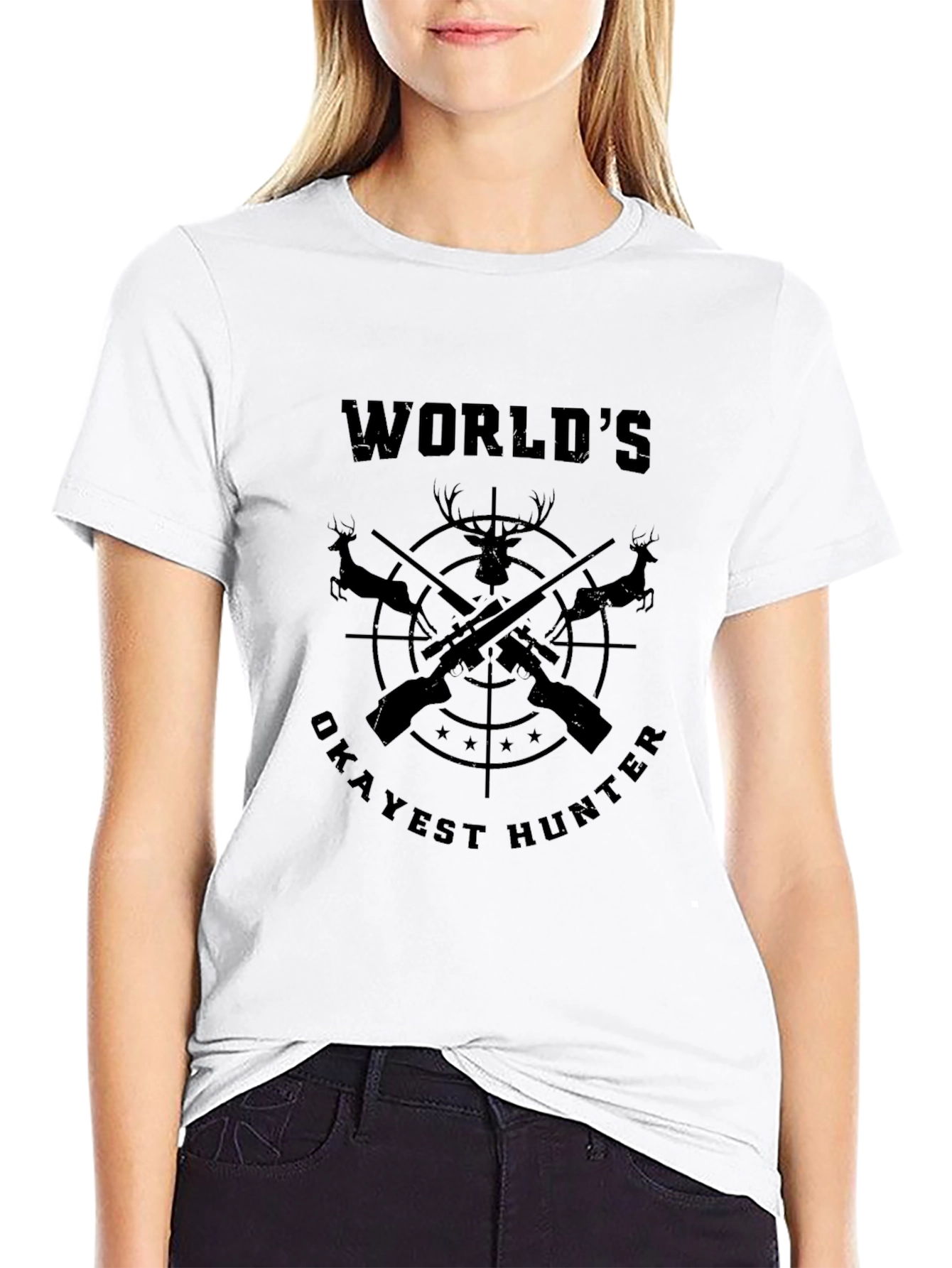 Black World's Okayest Hunter T-Shirt - Black view 9
