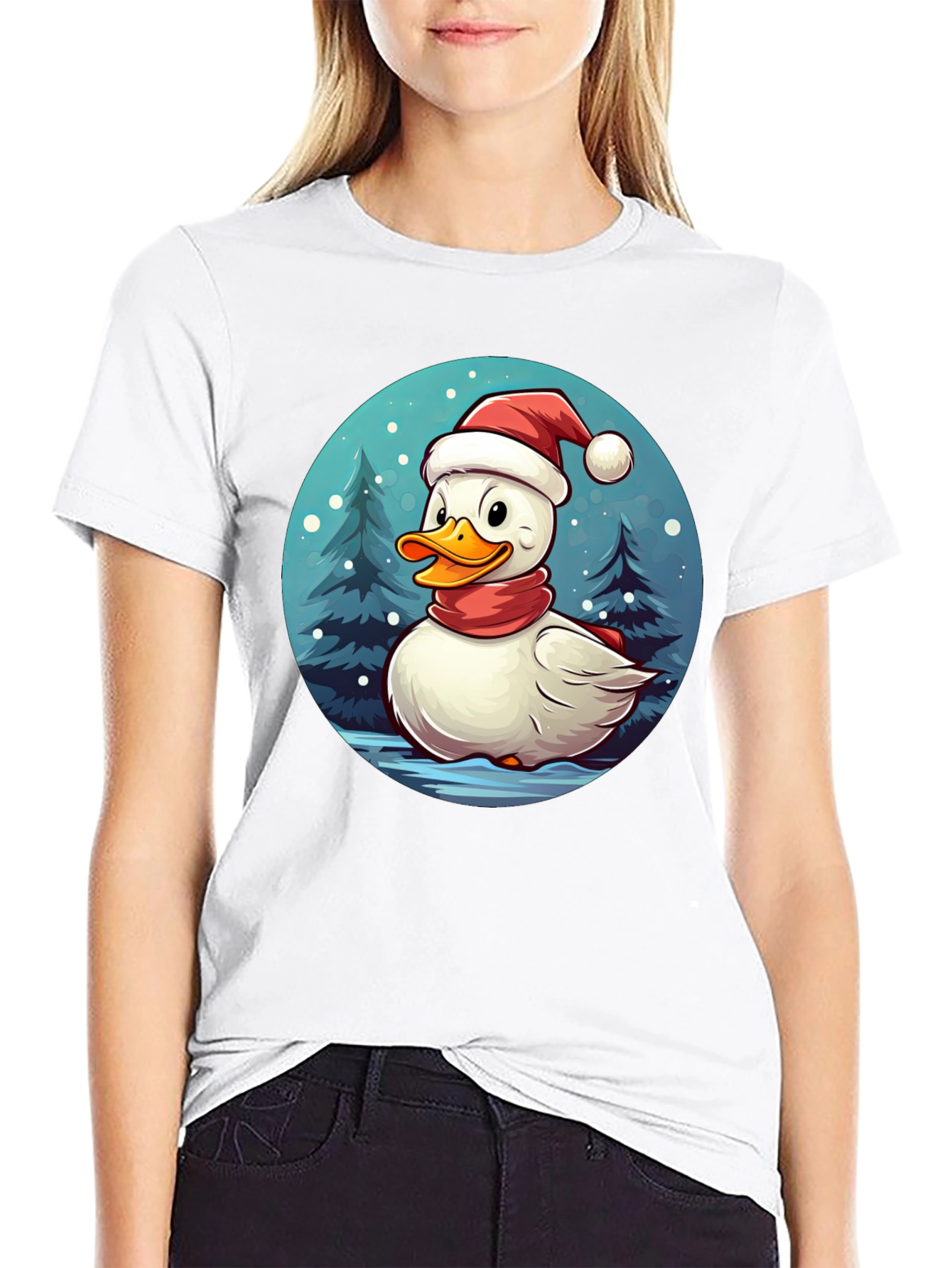 Black Festive Duck Holiday T-Shirt view 9